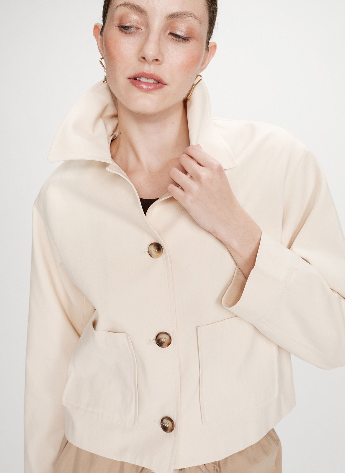 Jas van katoenmix met klassieke kraag GRACE ET MILA Wit