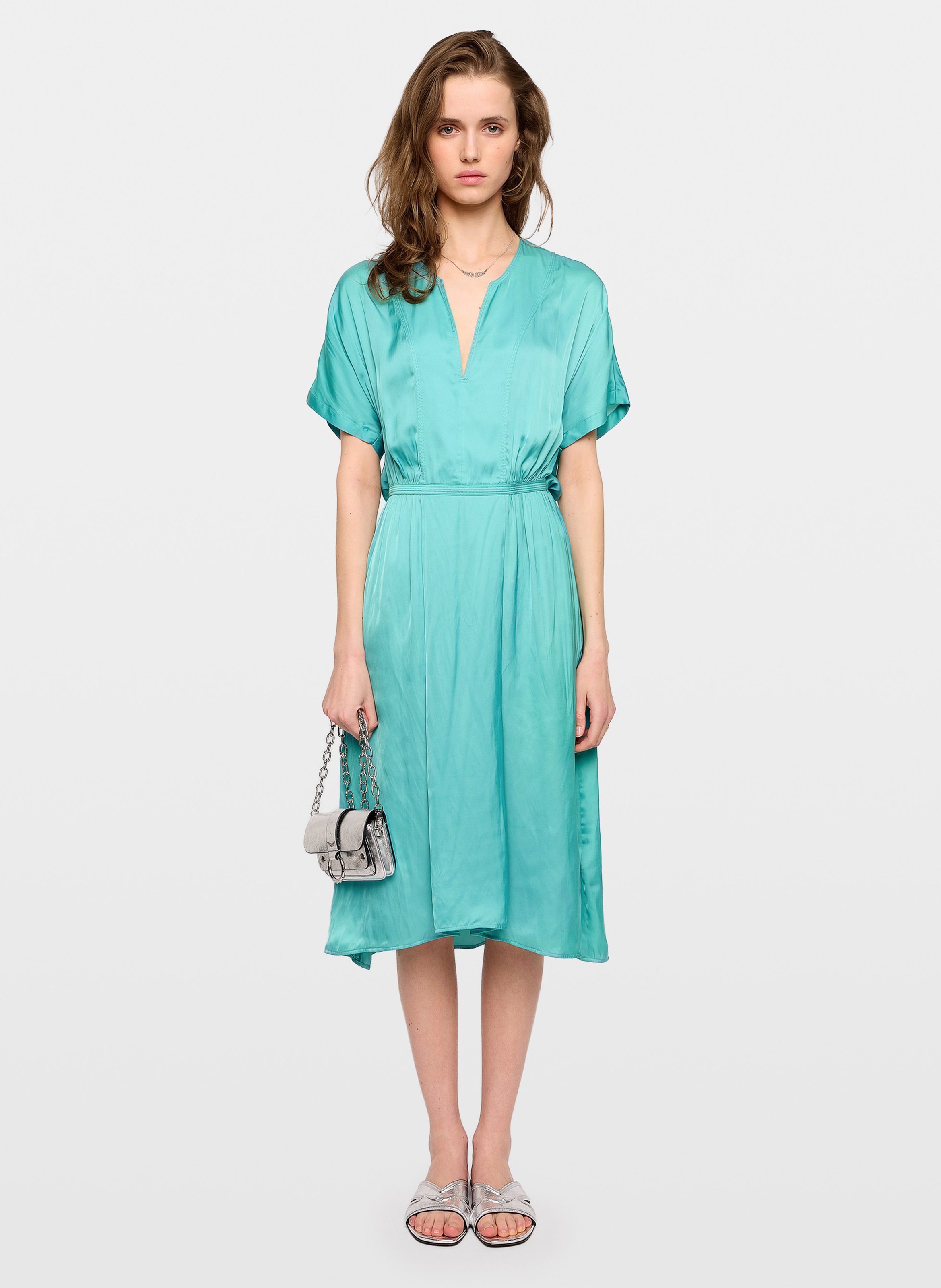 Lange, glanzende jurk met V-hals ZADIG&VOLTAIRE