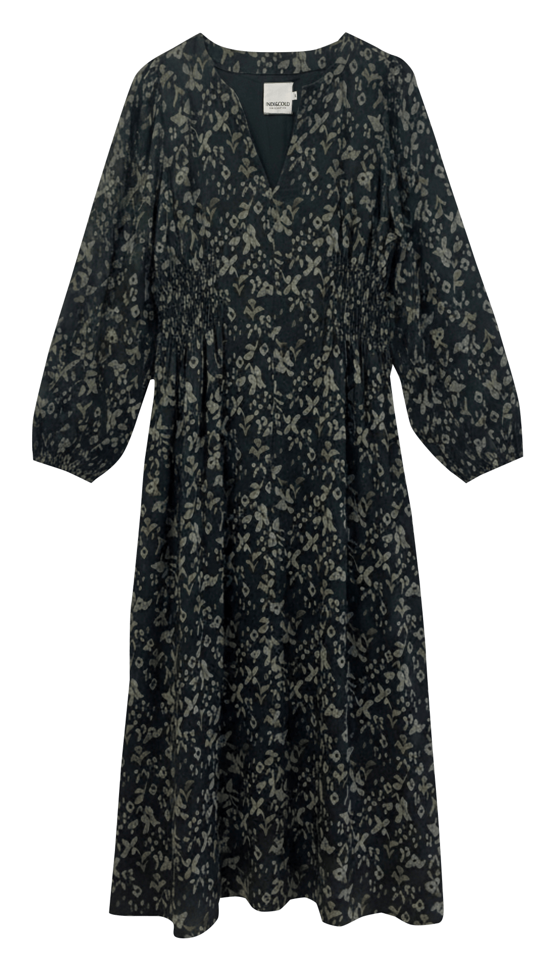 Long loose-fit printed dress INDI & COLD Black
