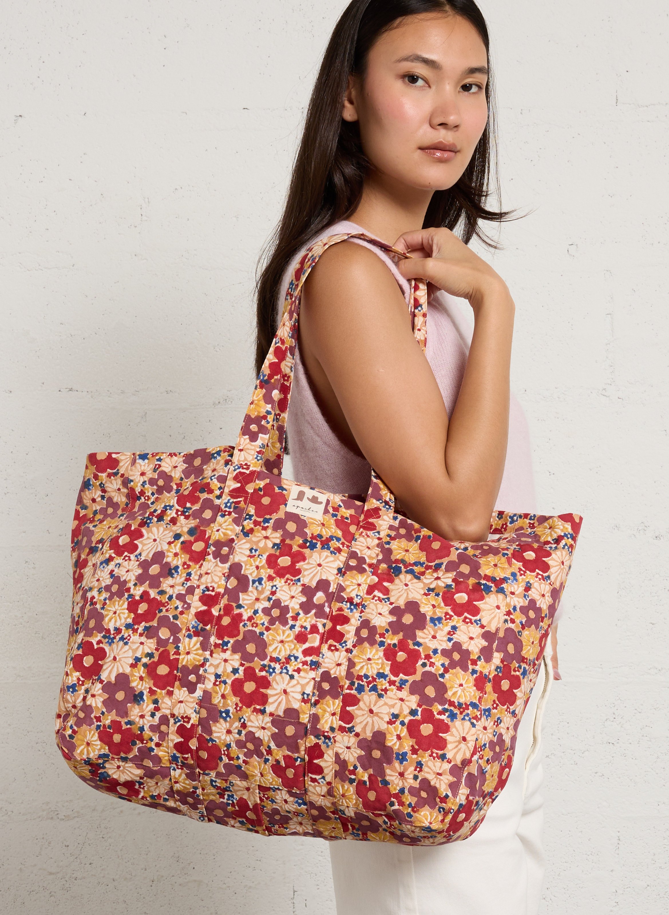 Sac cabas en coton APACHES COLLECTIONS Marron