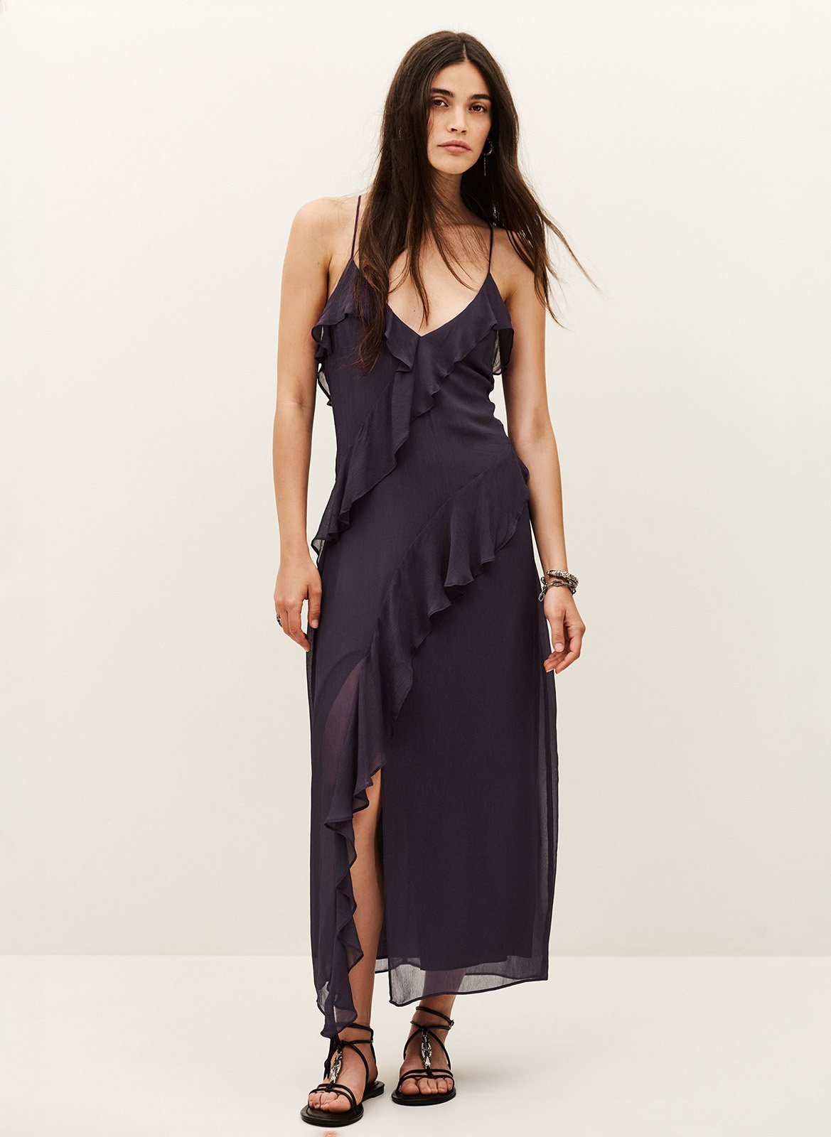 Robe midi col v BA&SH Violet