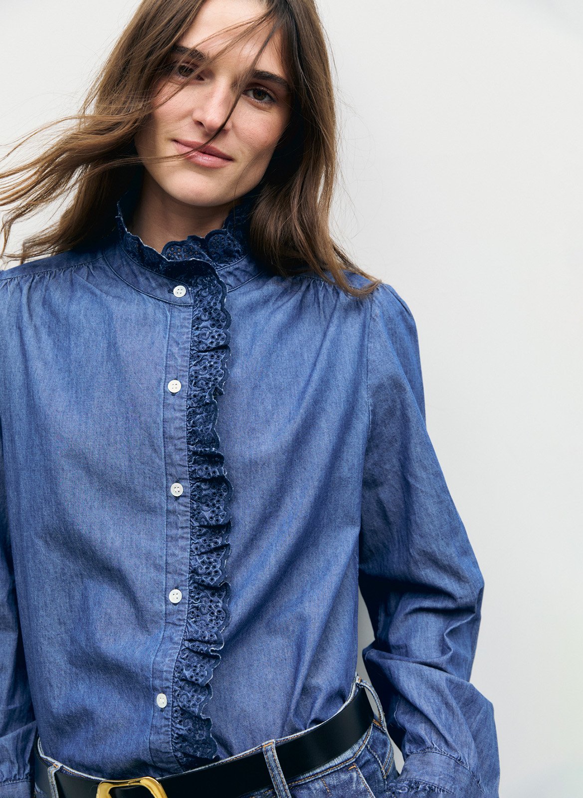 Gerade Jeanshemd mit Spitze GERARD DAREL Blau