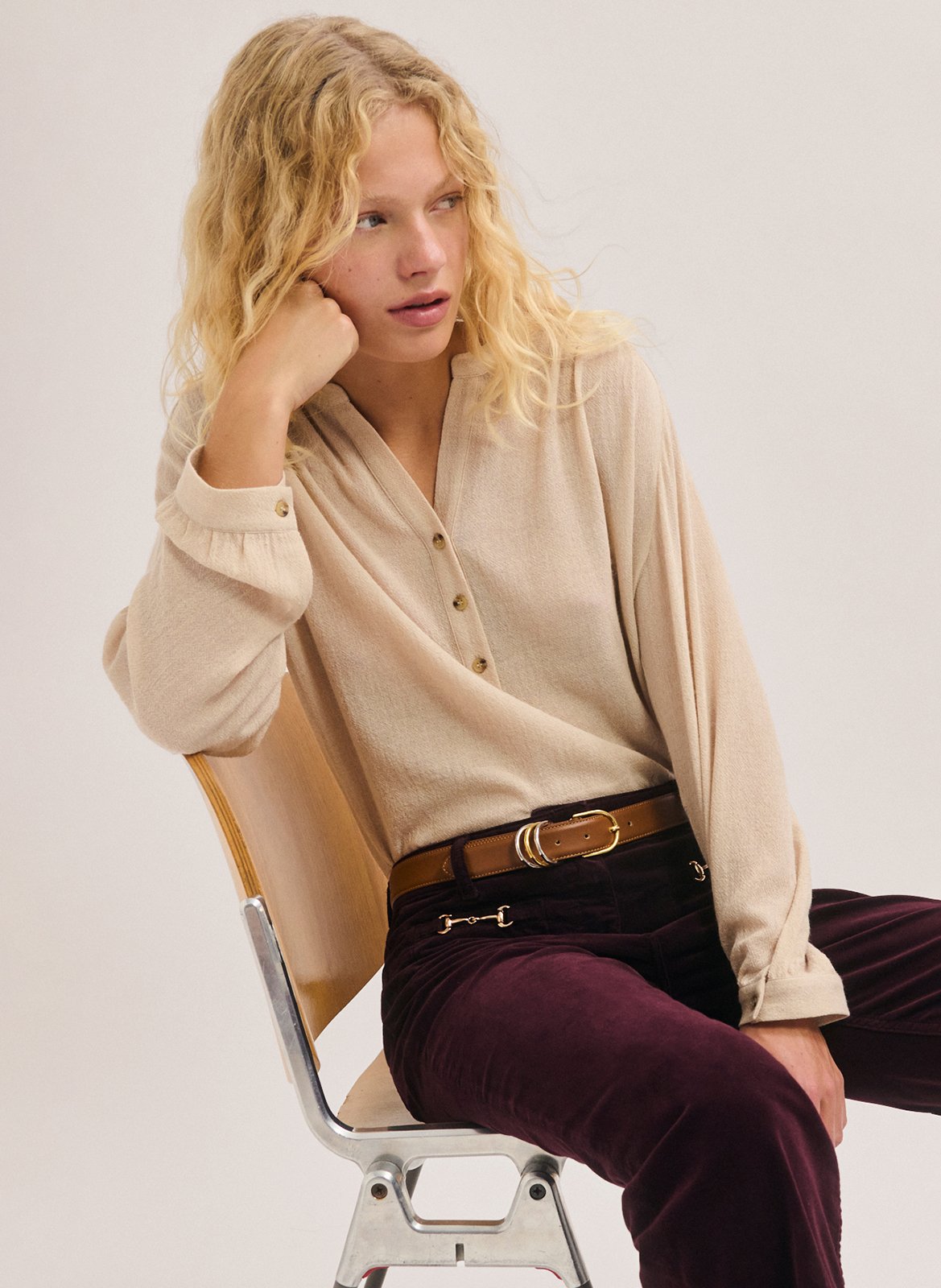 Top oversize col tunisien | Beige PABLO Femme