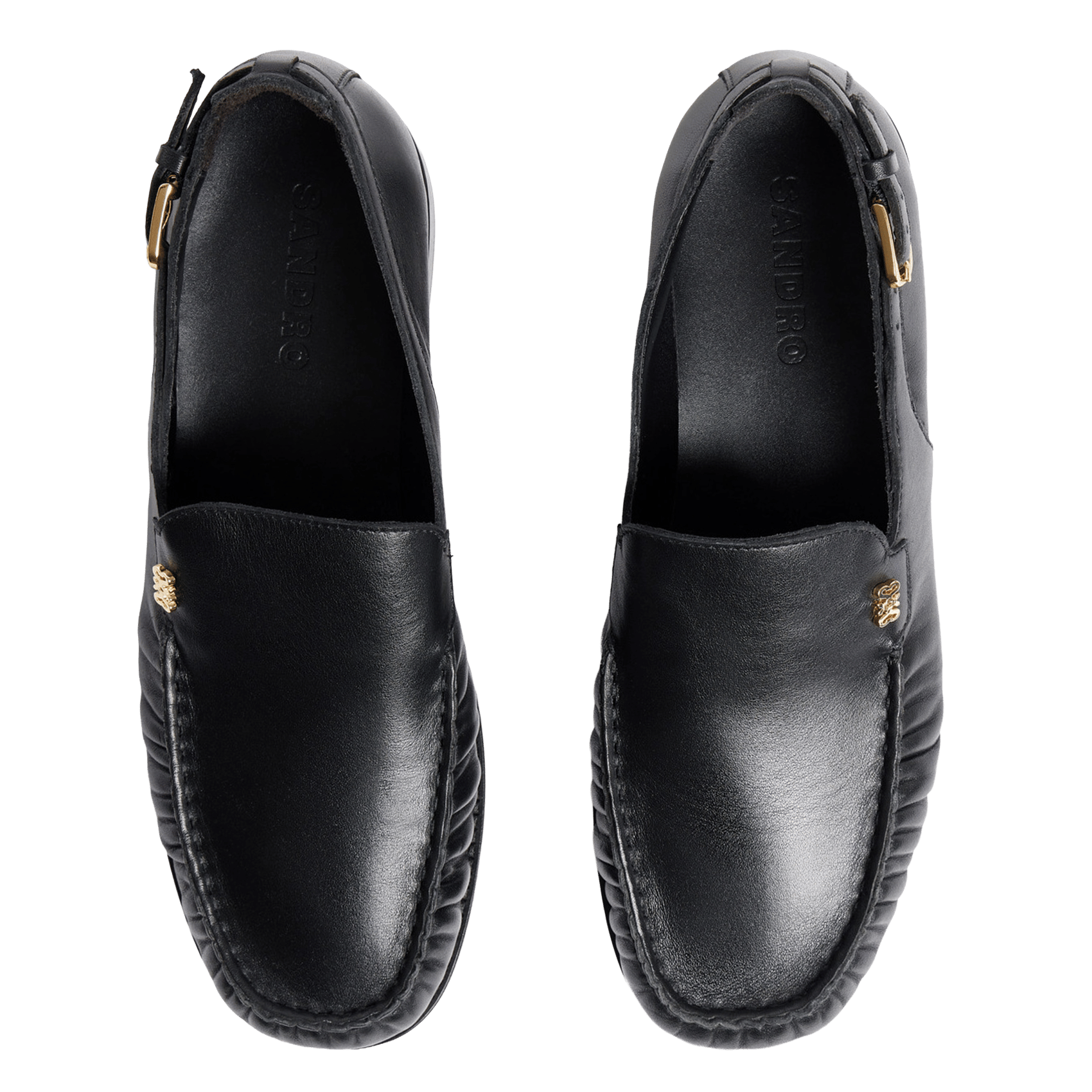 Effen leren mocassins SANDRO Zwart