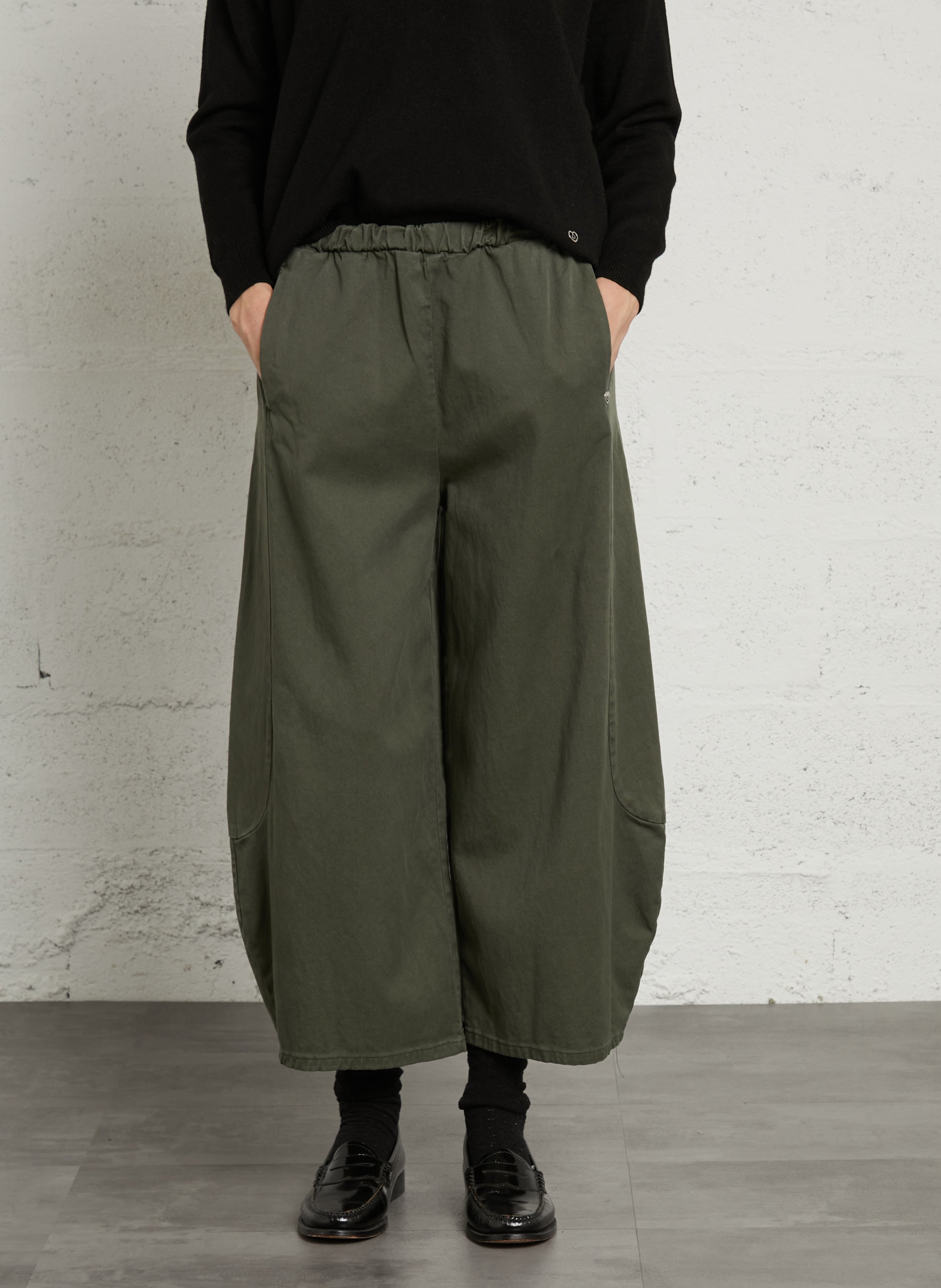 High-waisted wide cropped trousers PLEASE White