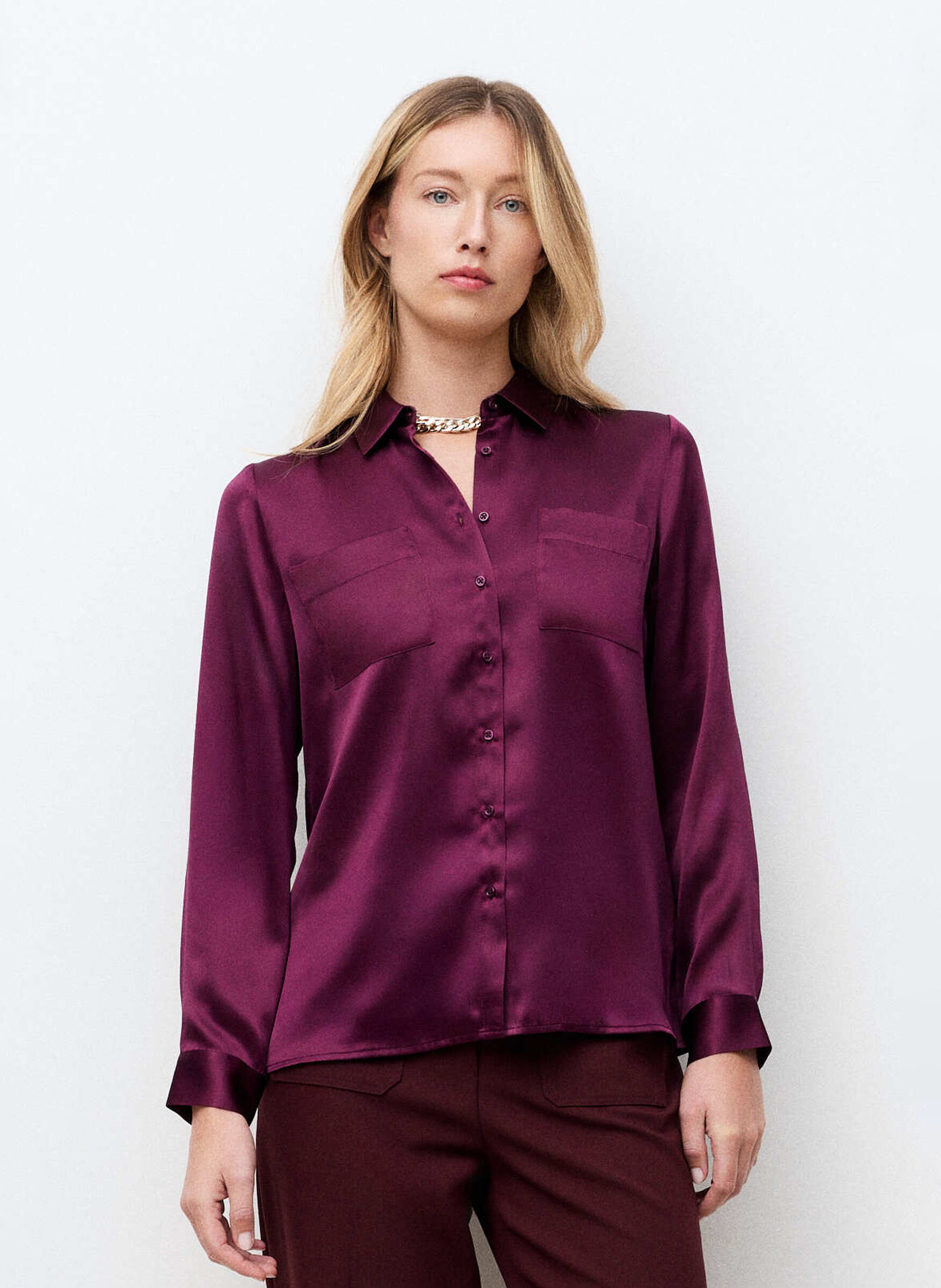Seidenbluse mit klassischem Kragen CAROLL