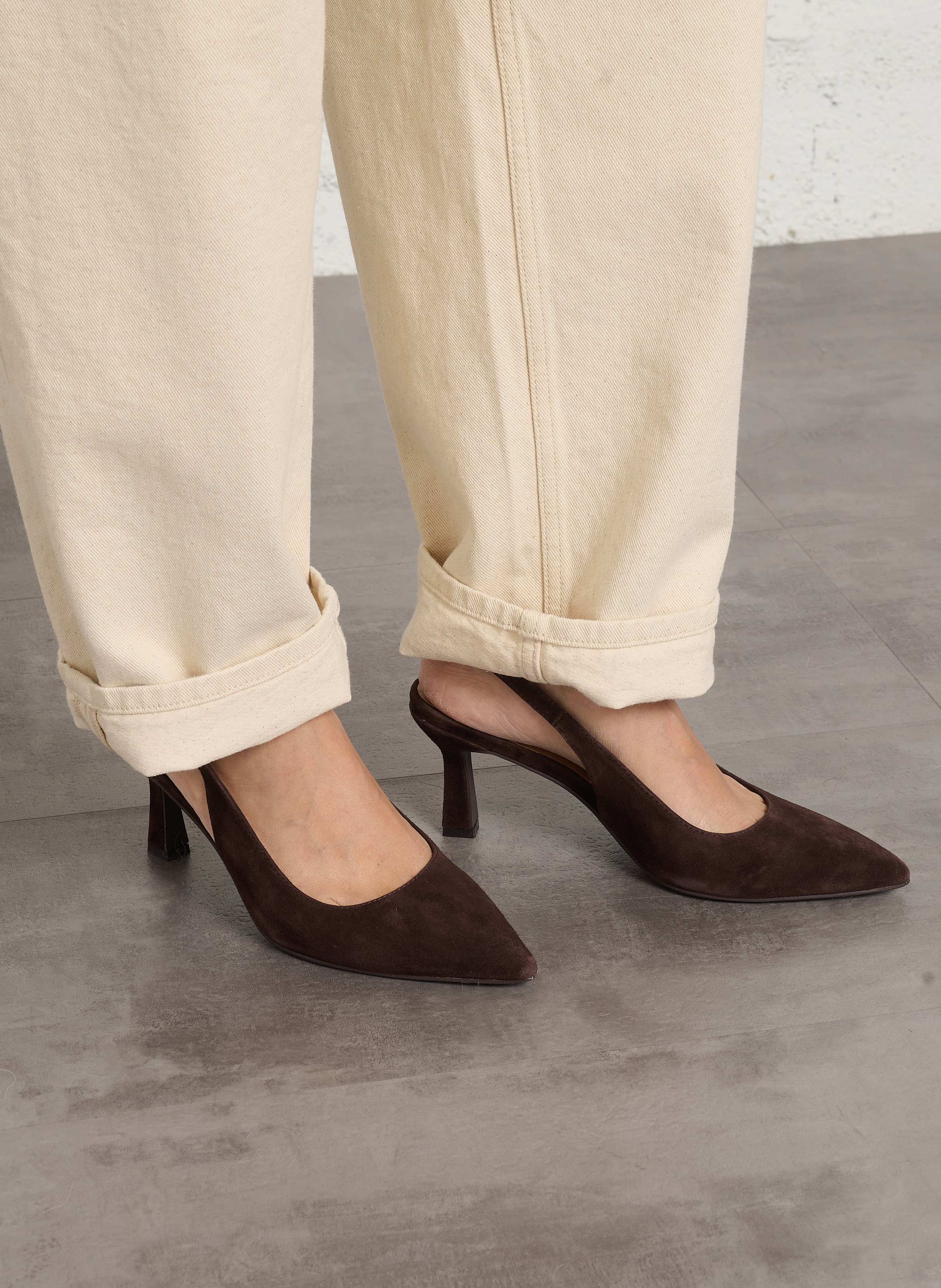 Heeled leather pumps BOCAGE Brown
