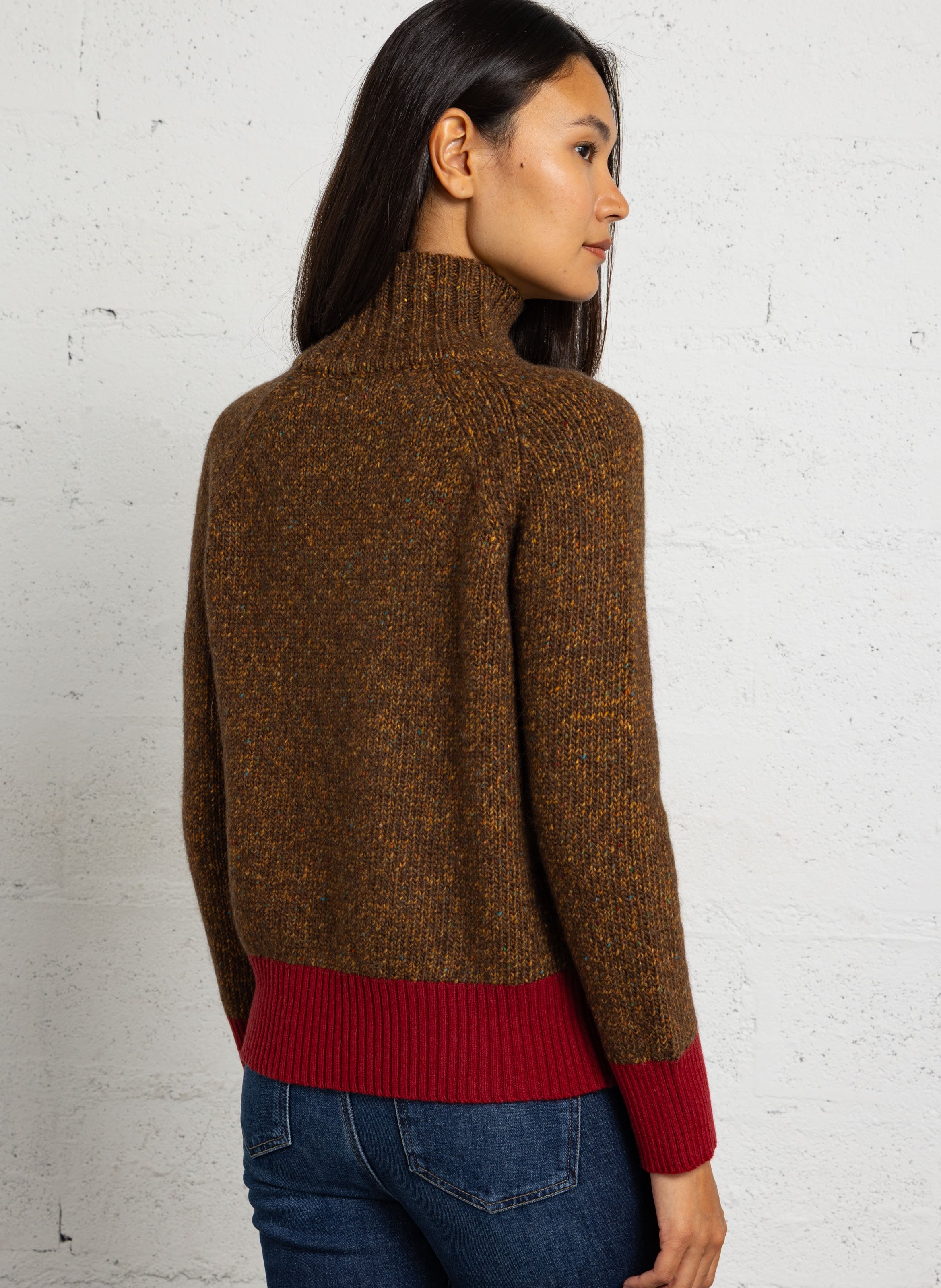 Pull droit col montant DIEGA Marron