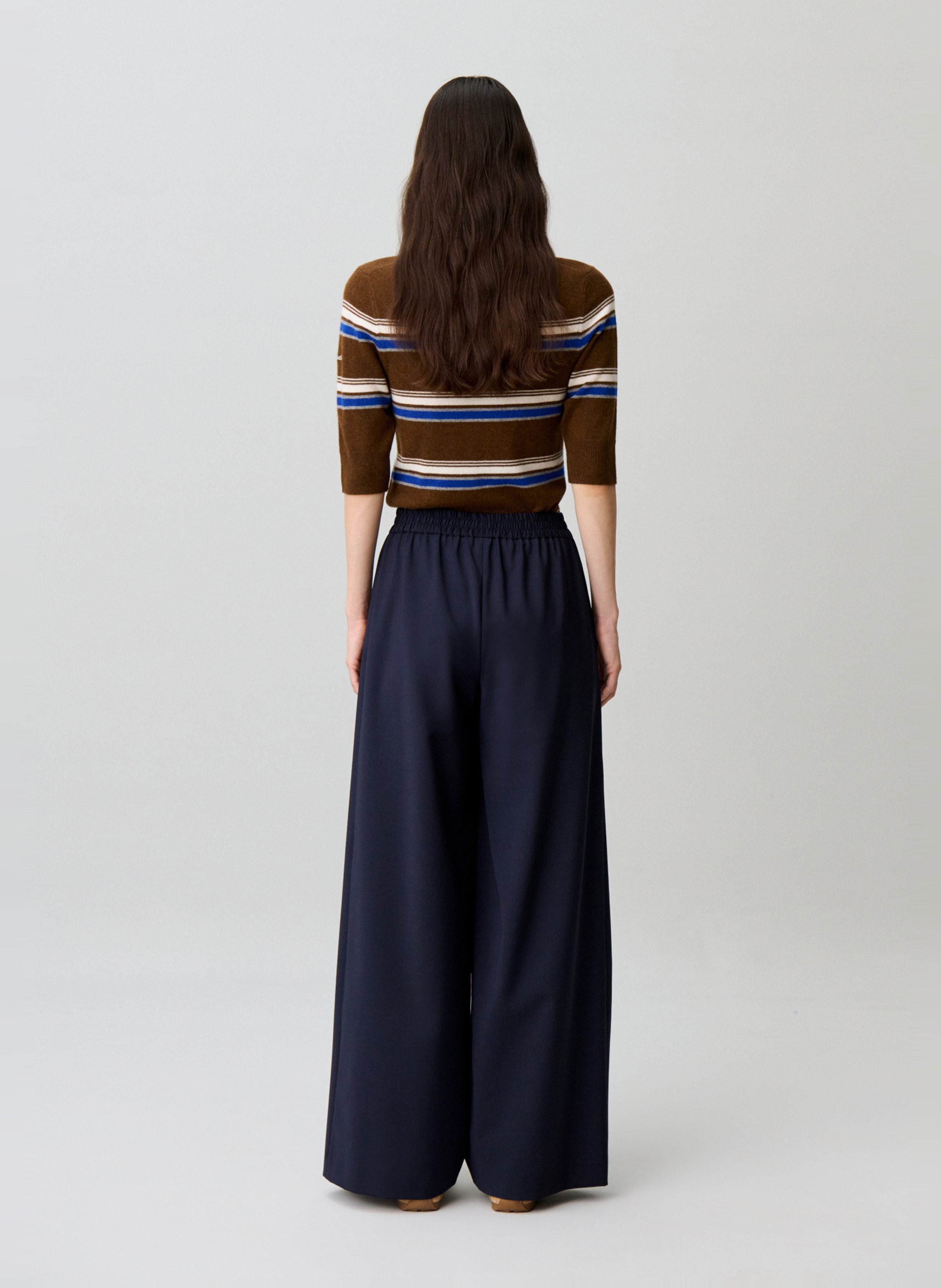Weite Hose aus Wollmix CLAUDIE PIERLOT Blau