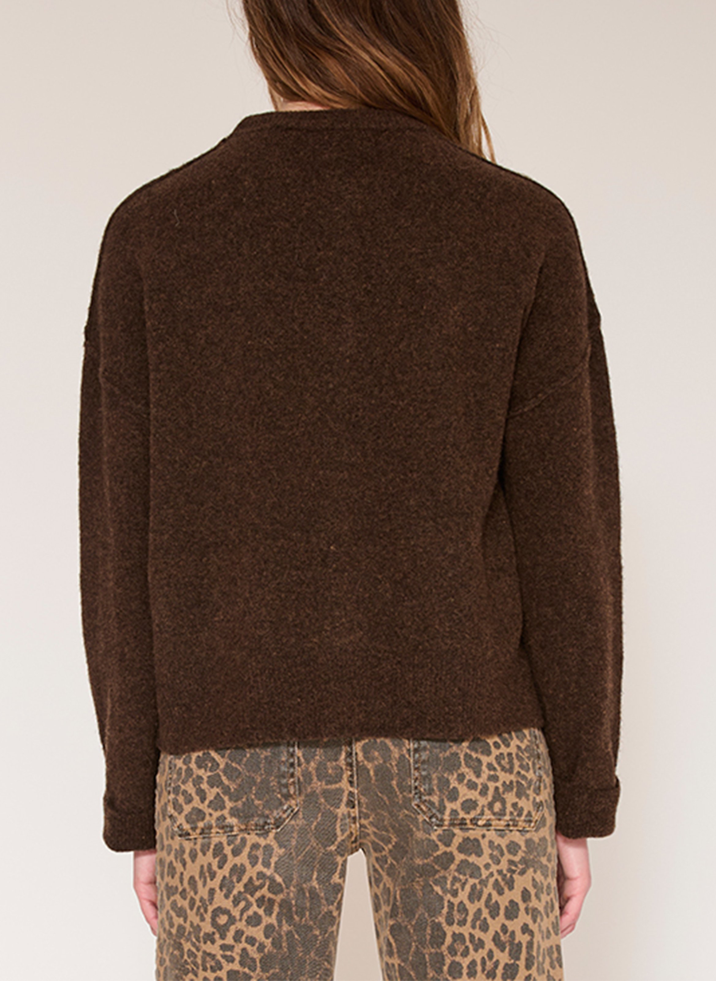 Recht vest met ronde hals | wolblend MKT Bruin