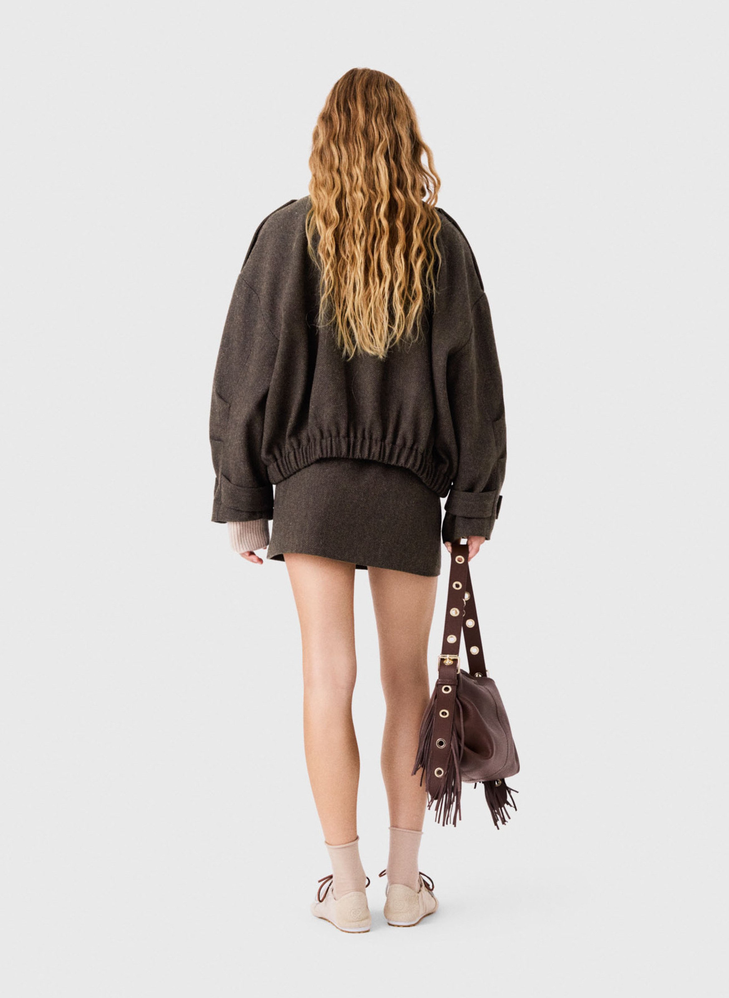 Veste oversize en laine mélangée MAJE Marron