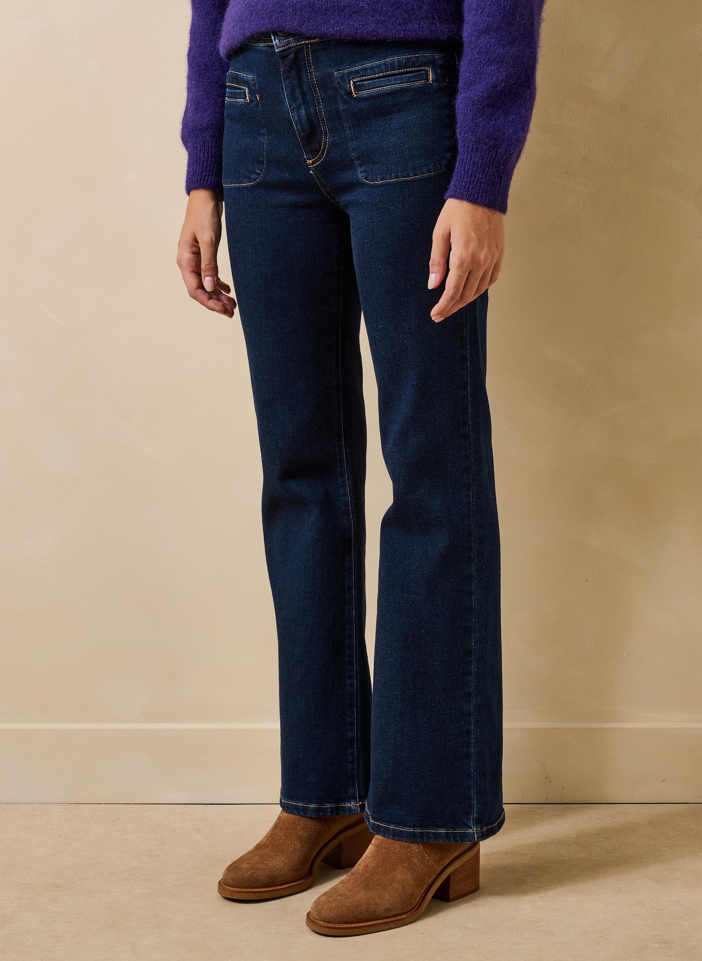 High-rise cotton-blend bootcut jeans LA FEE MARABOUTEE Blue