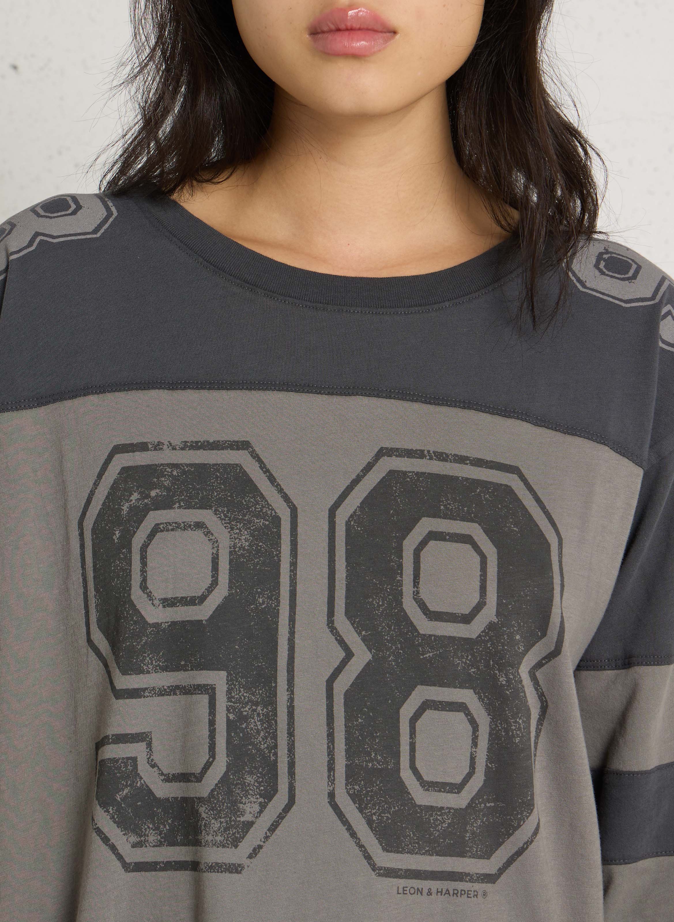 Straight fit round neck t-shirt printed in organic cotton LEON & HARPER Grey