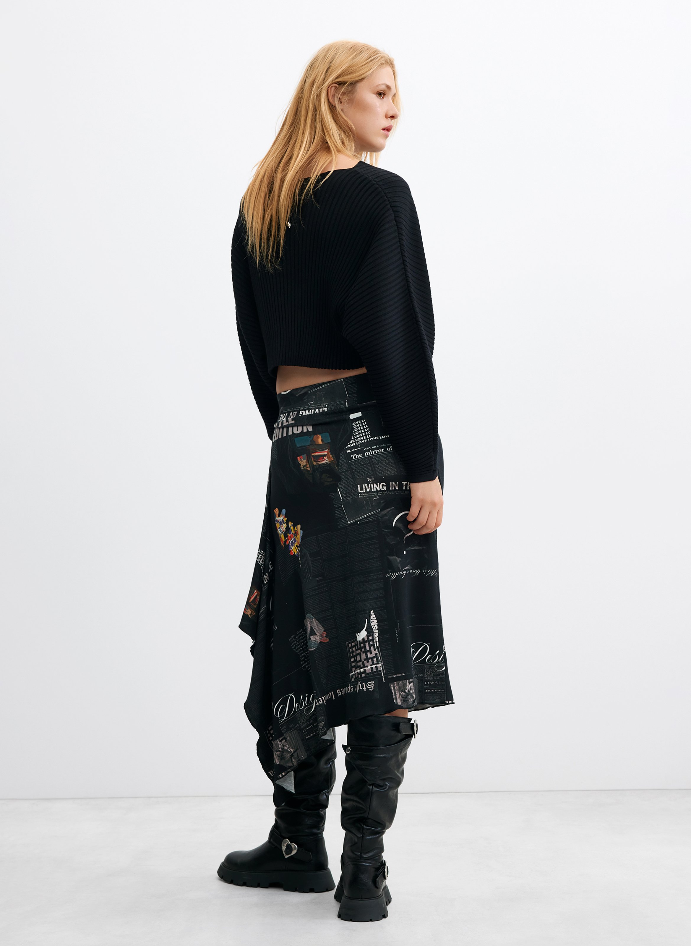 Asymmetrischer Midirock mit Print DESIGUAL Mehrfarbig