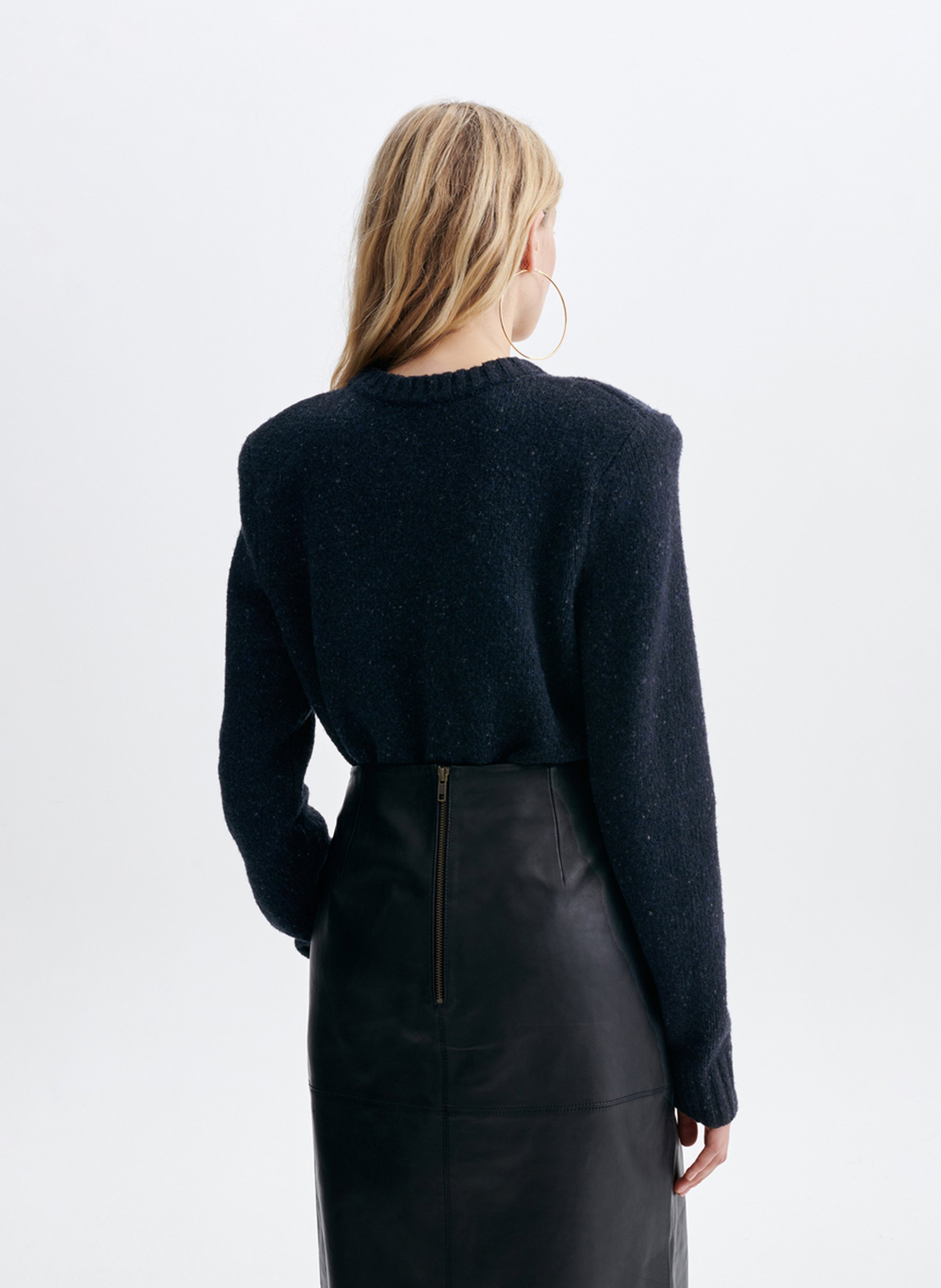 Pull col rond en maille chinée VANESSA BRUNO Gris