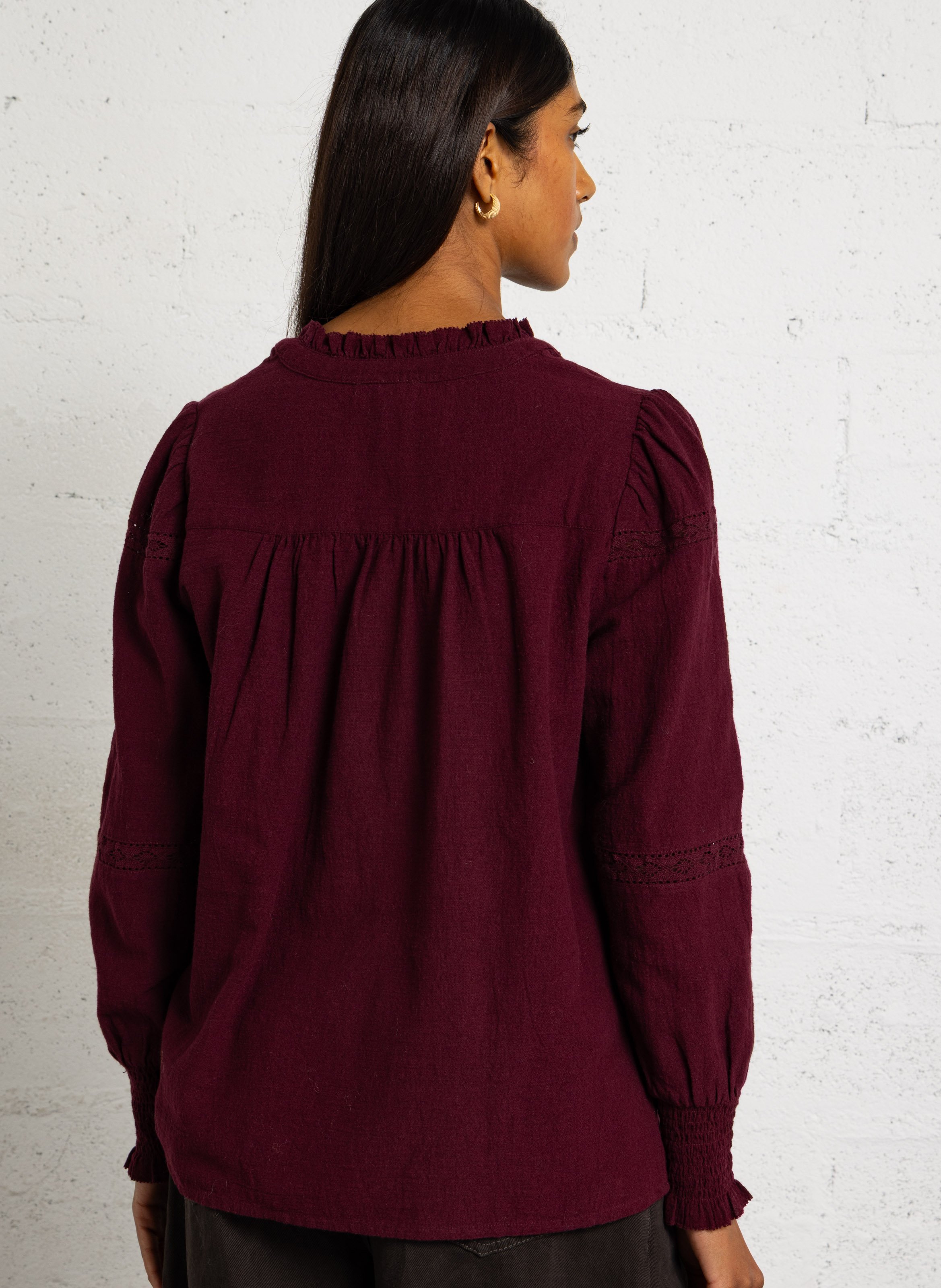 Oversized blouse with embroidered details in cotton MAISON 123 Red