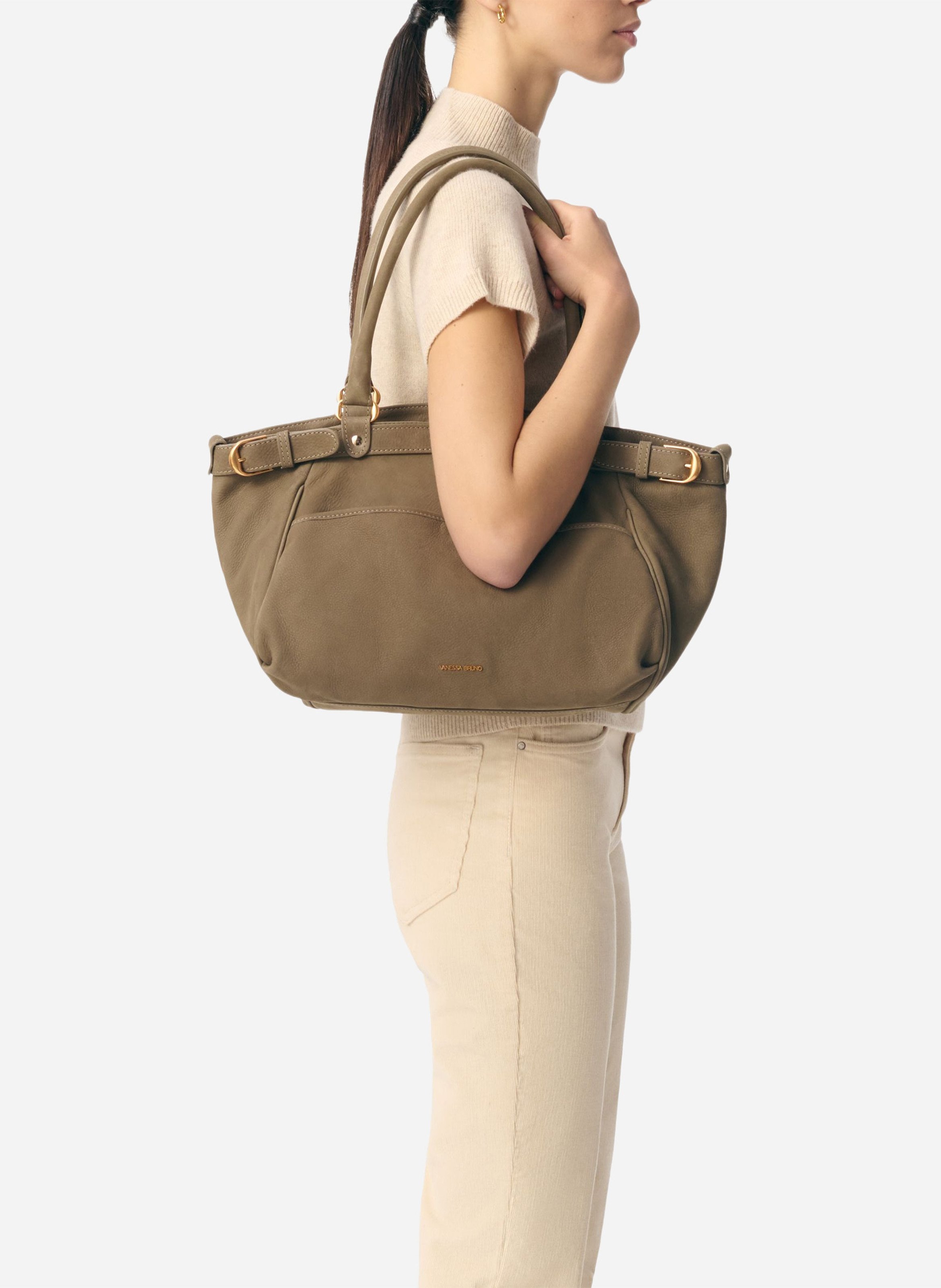 Handtasche aus Leder VANESSA BRUNO Grau