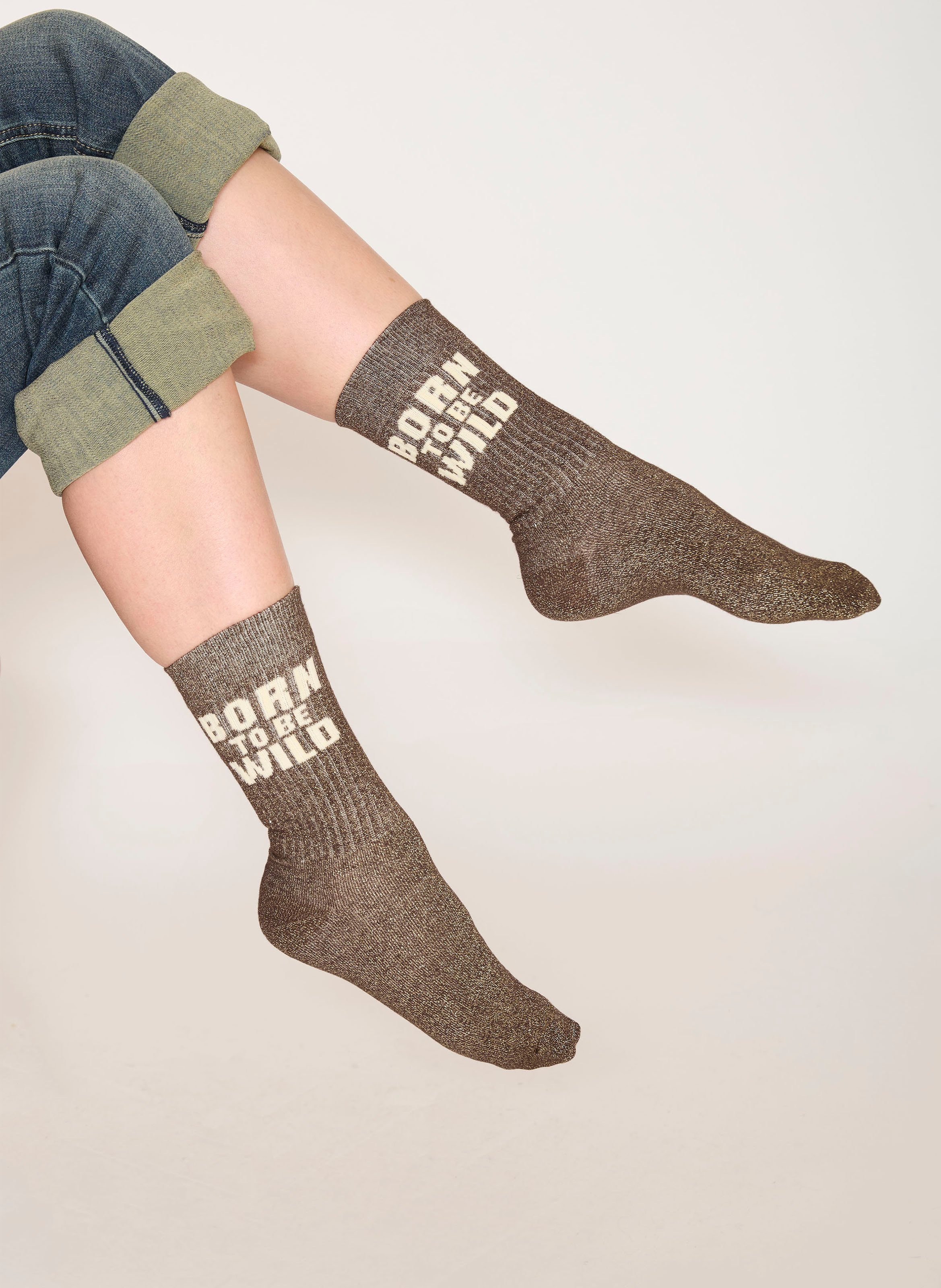 Calzini in misto cotone con paillettes MKT Marrone