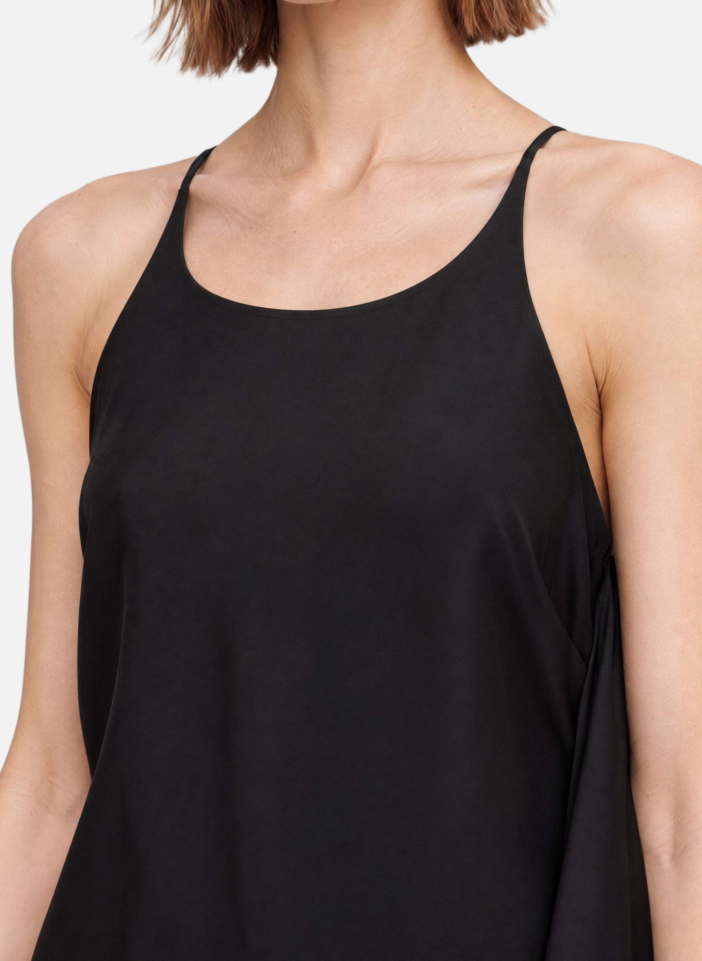 Black satin long dress with crossover back THE KOOPLES Black