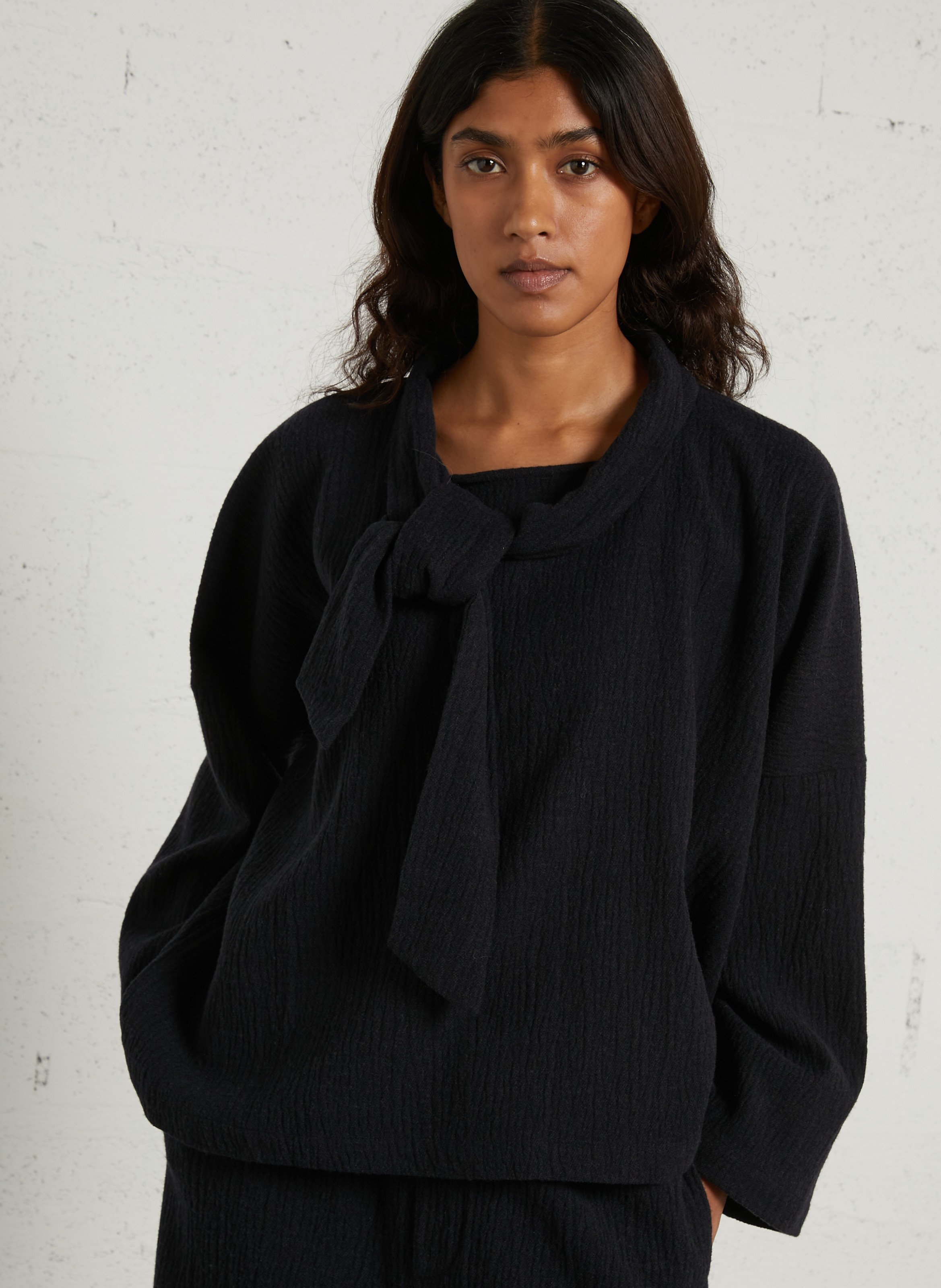 Top with mixed cotton and wool scarf MASSCOB Blue