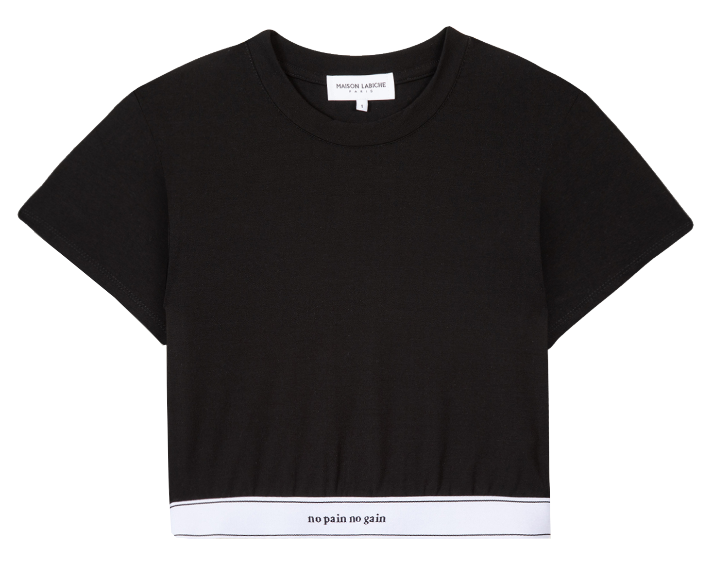 Tee-shirt court col rond " No pain No gain" MAISON LABICHE Noir