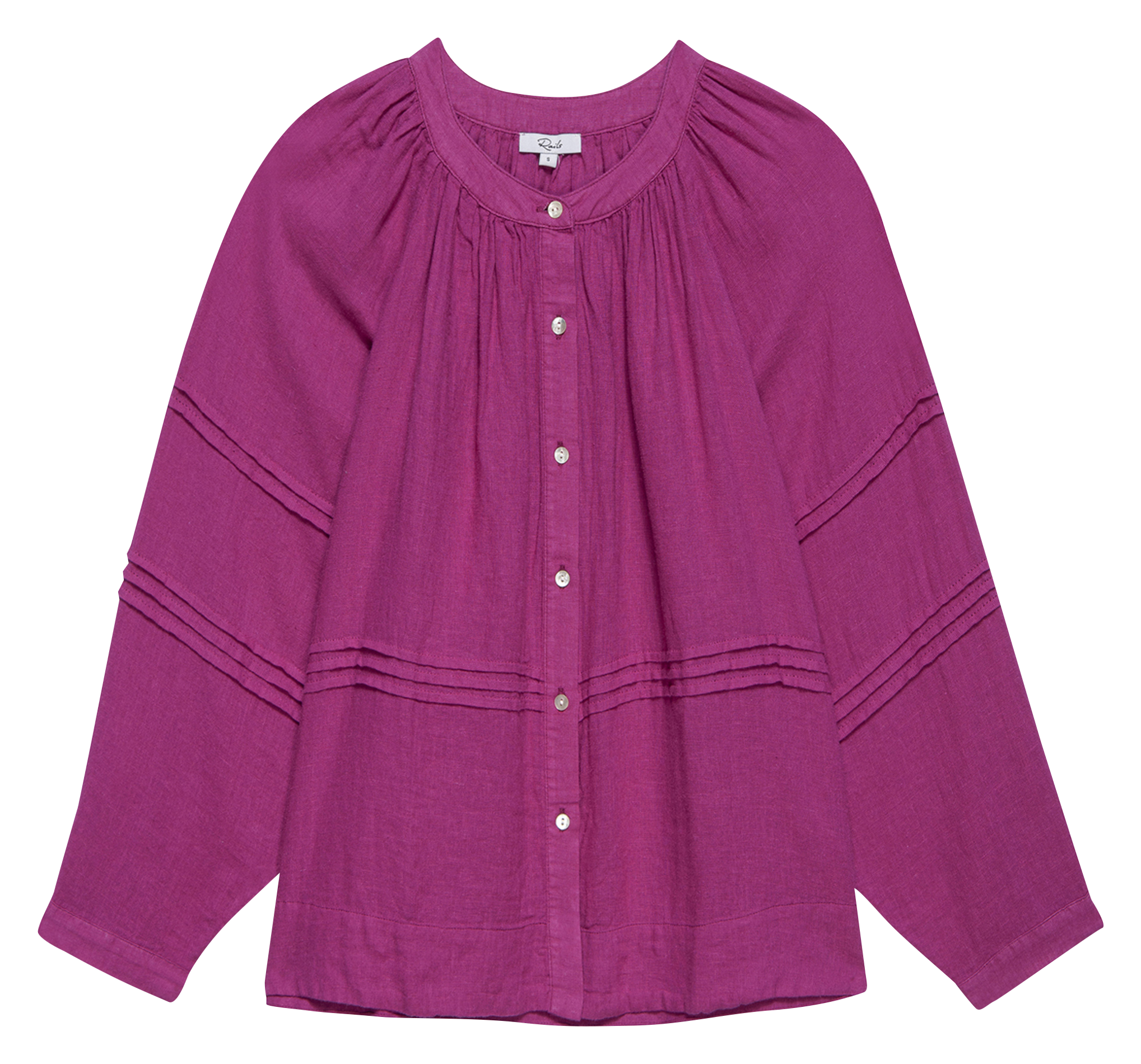 Chemise col rond en lin mélangé RAILS Violet