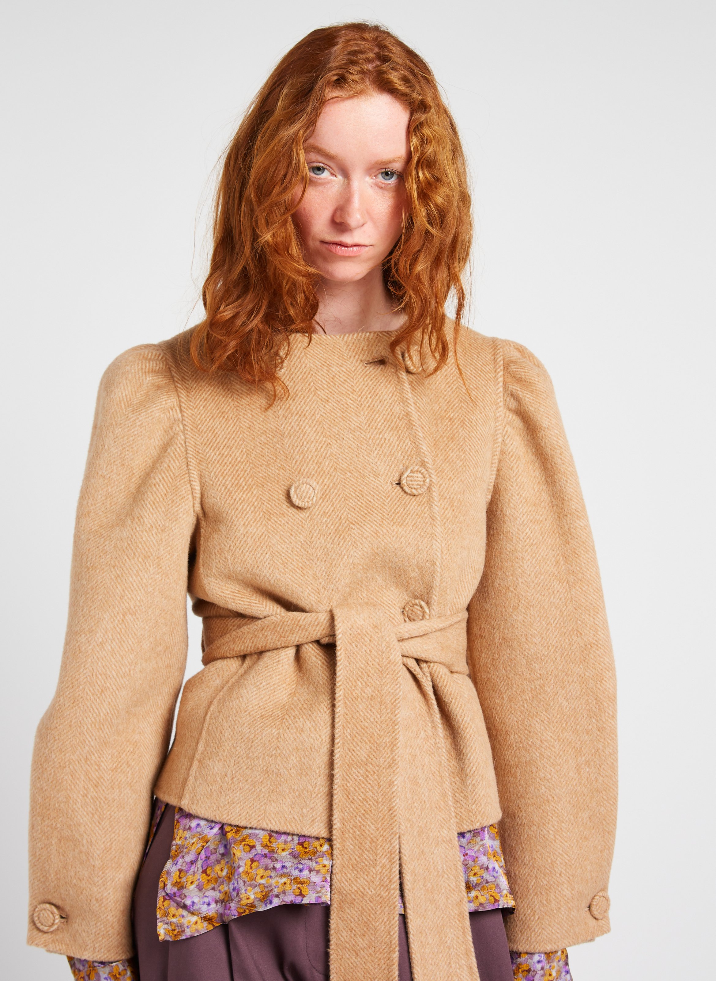 Short straight coat in blended wool ATTIC AND BARN Beige