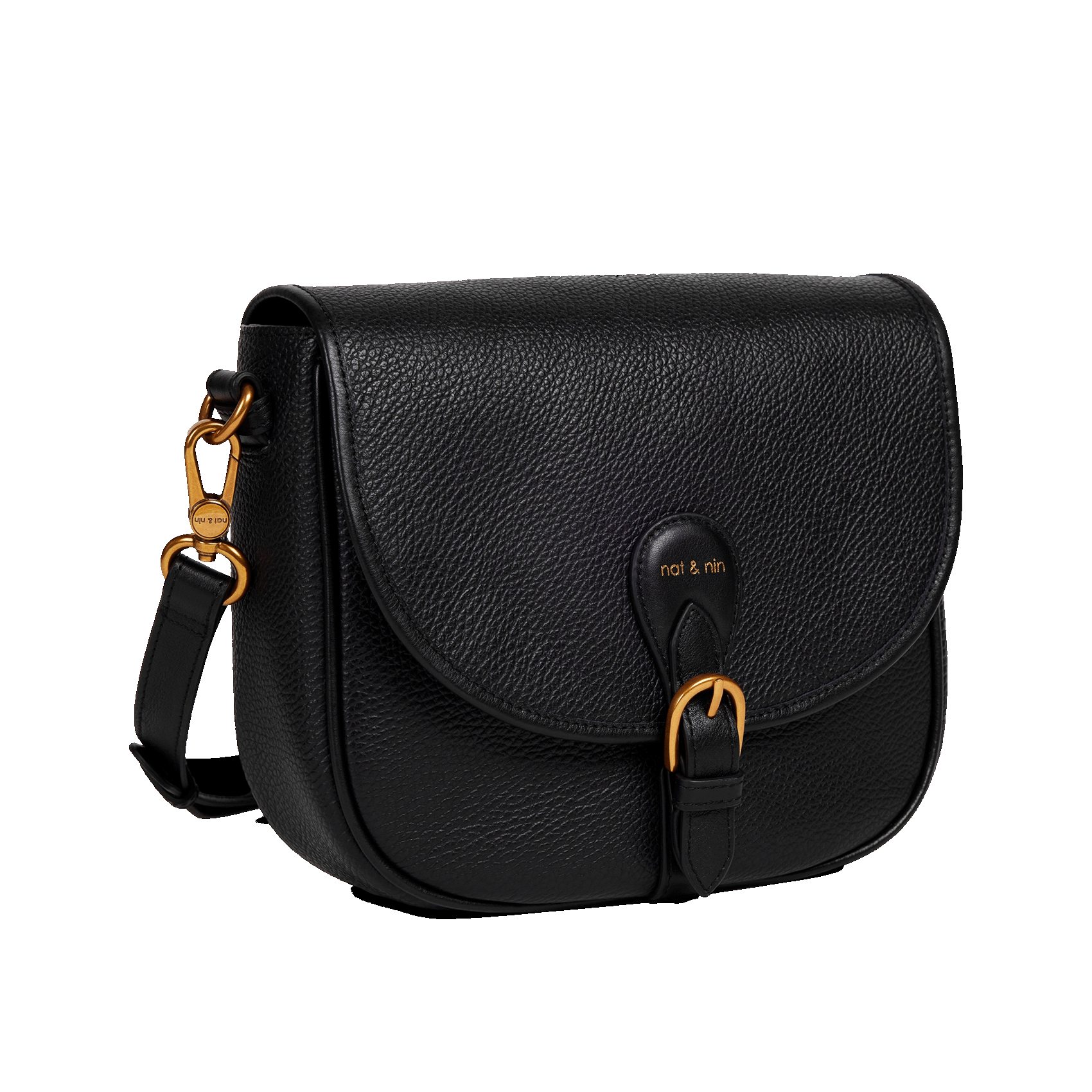 Sac bandoulière besace en cuir NAT & NIN Noir