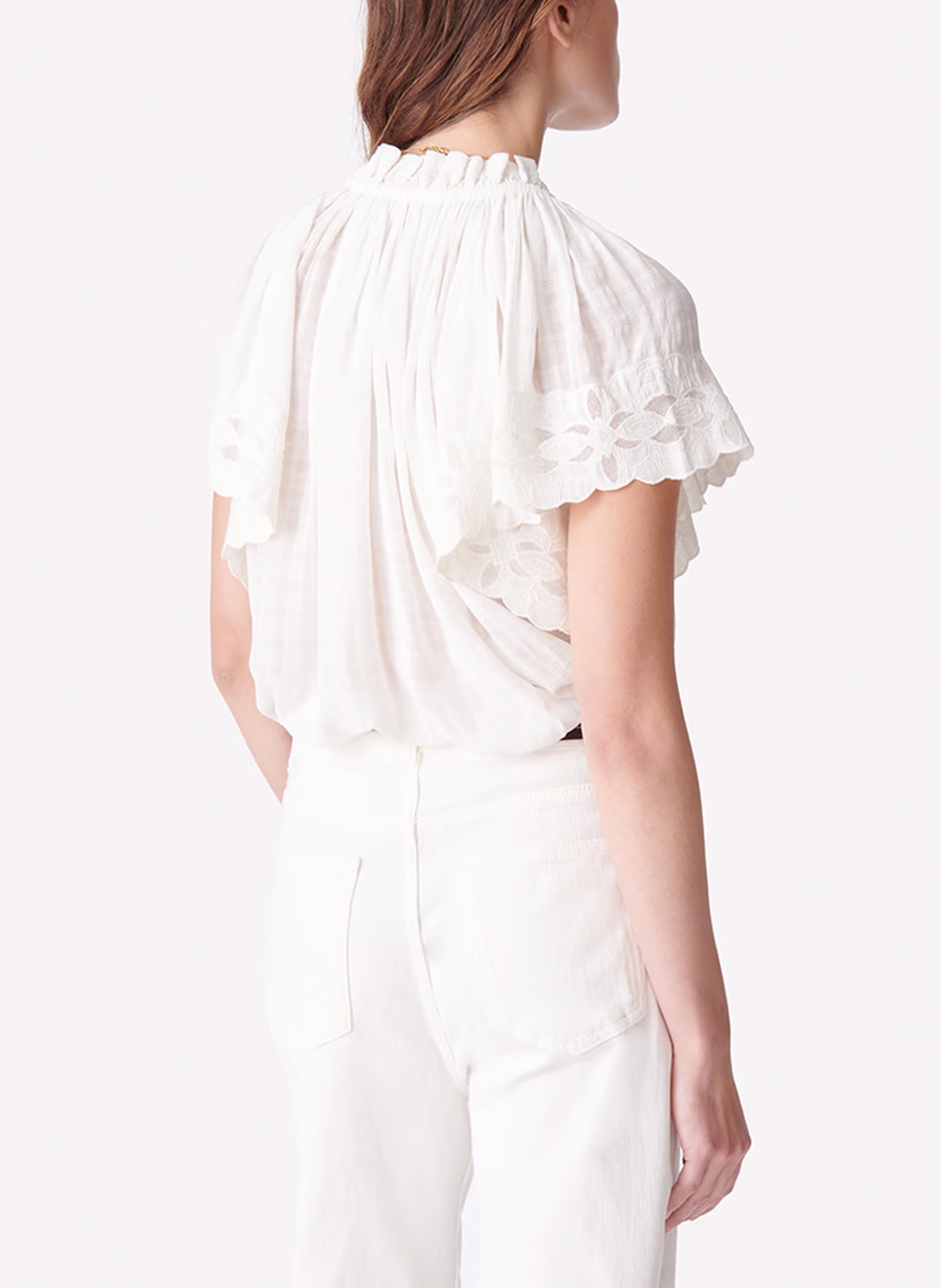 Round neck straight jacquard blouse VANESSA BRUNO Beige