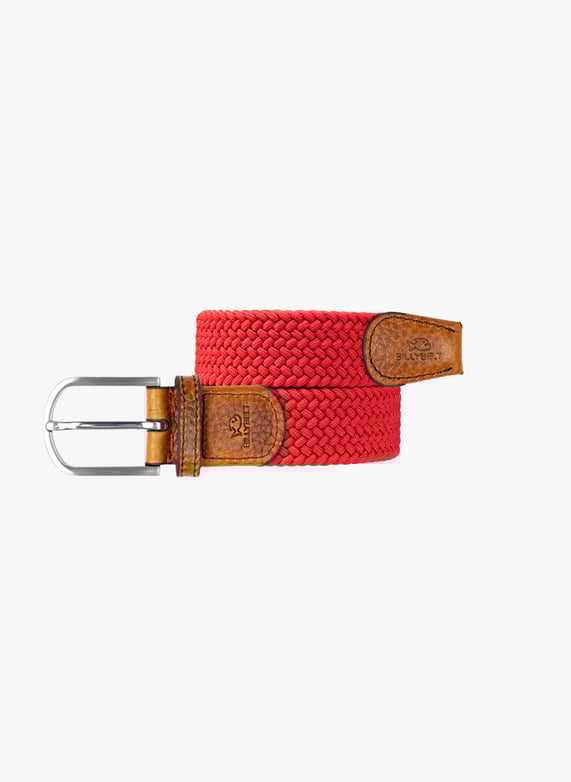 Ceinture tressée élastique unie Rouge cardinal Rouge Billybelt