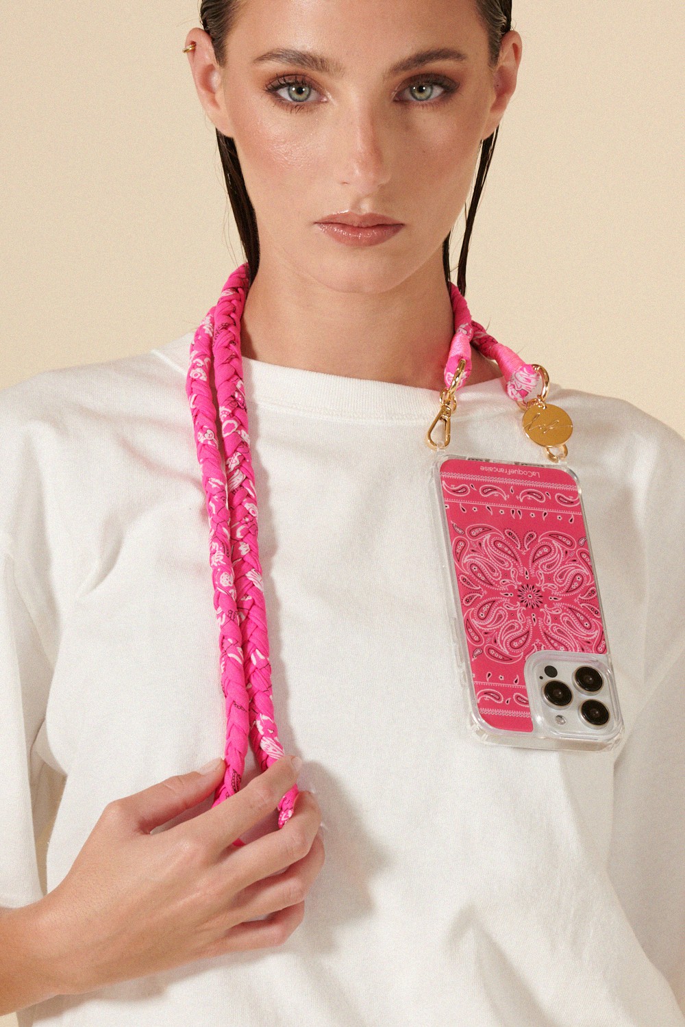 Bandana phone cord LA COQUE FRANCAISE Pink