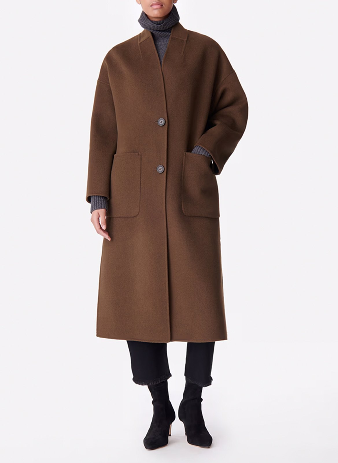 Jas met geruite kraag van gemengde wol VANESSA BRUNO Groen