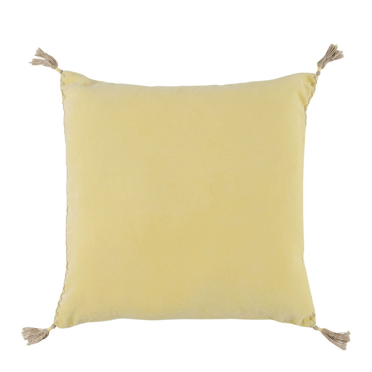 Mattéo cotton velvet cushion cover BLANC D'IVOIRE Yellow