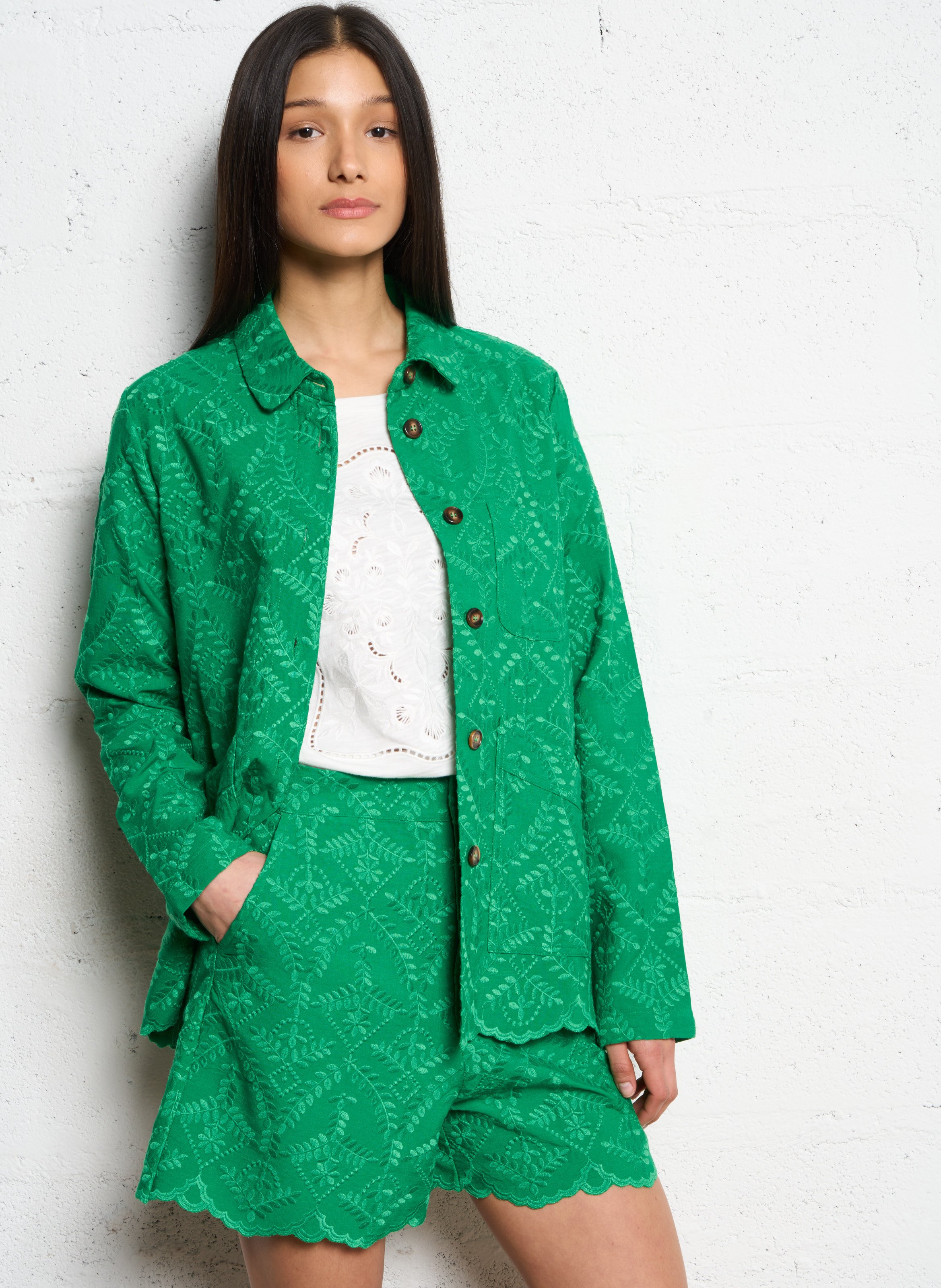 Jacke mit klassischem geradem Kragen aus bedrucktem Jacquard LA PETITE ETOILE