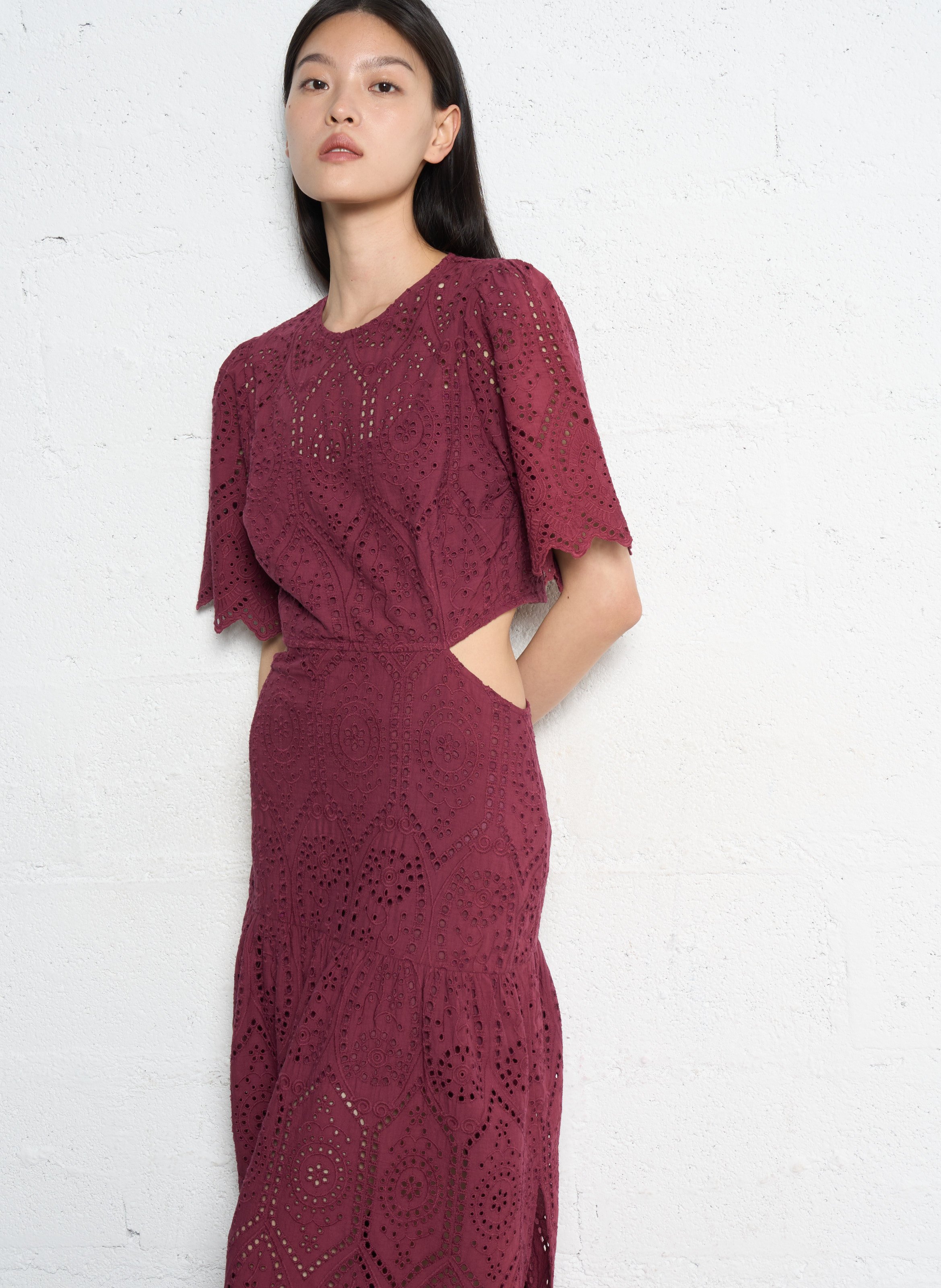 Robe longue broderie anglaise IKKS Violet