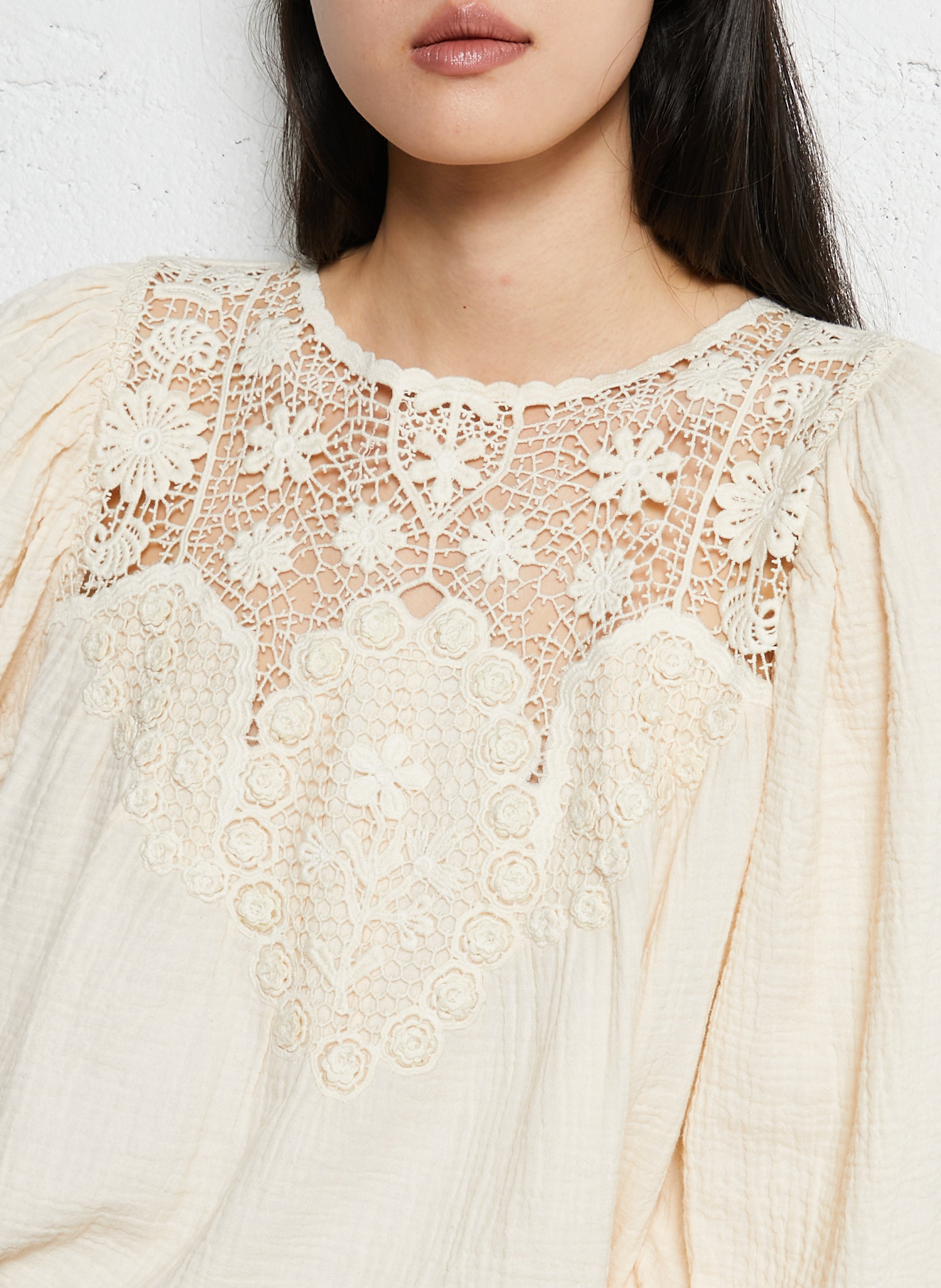 Round-neck cotton blouse LOUISE MISHA Beige