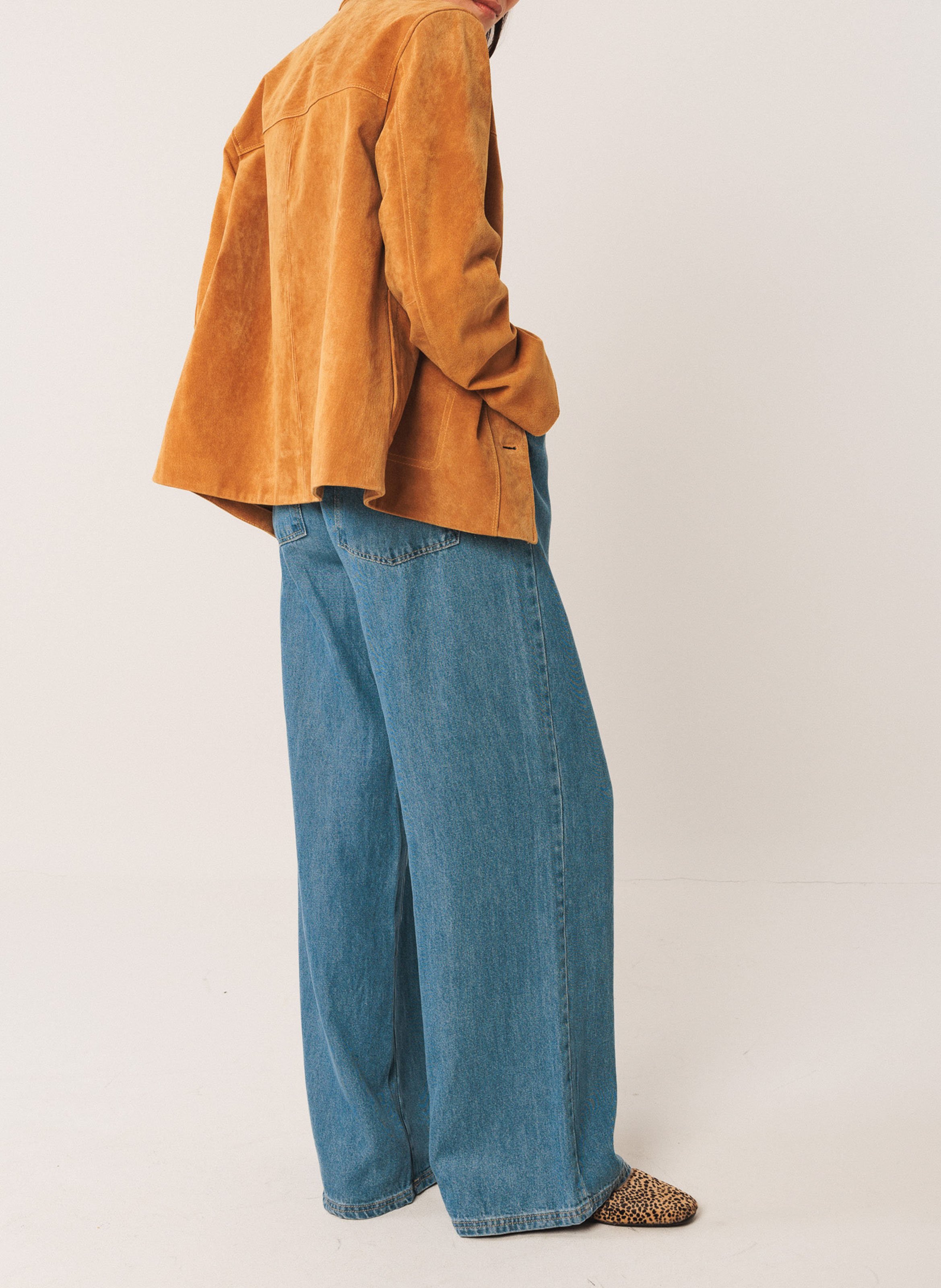 Veste col classique en cuir INDI & COLD Marron