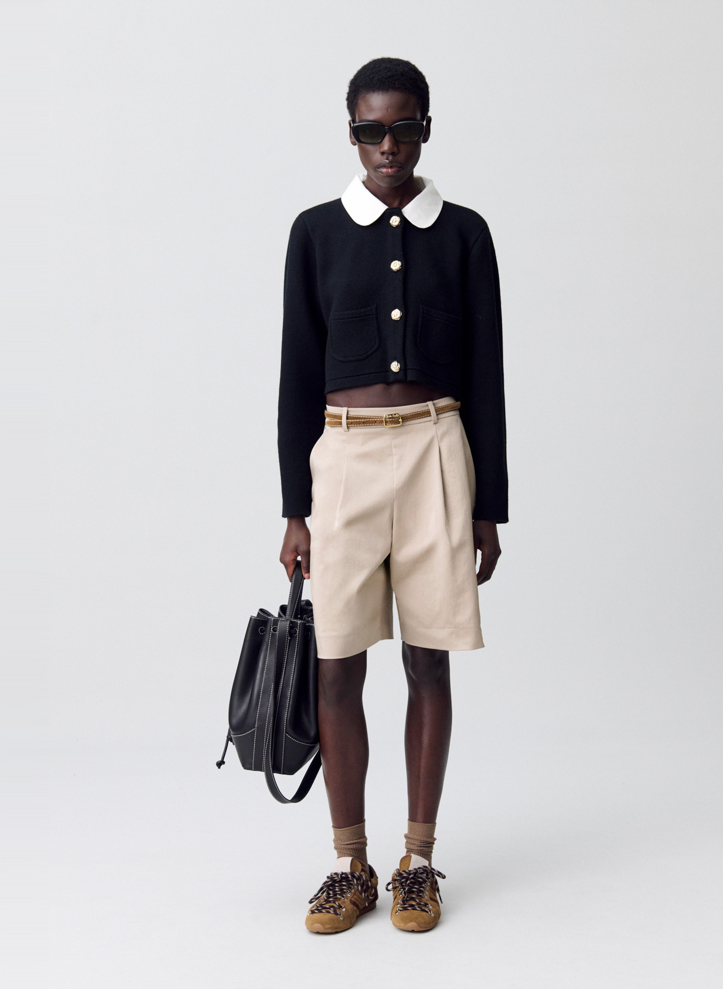 Cardigan col claudine boutonné CLAUDIE PIERLOT Noir