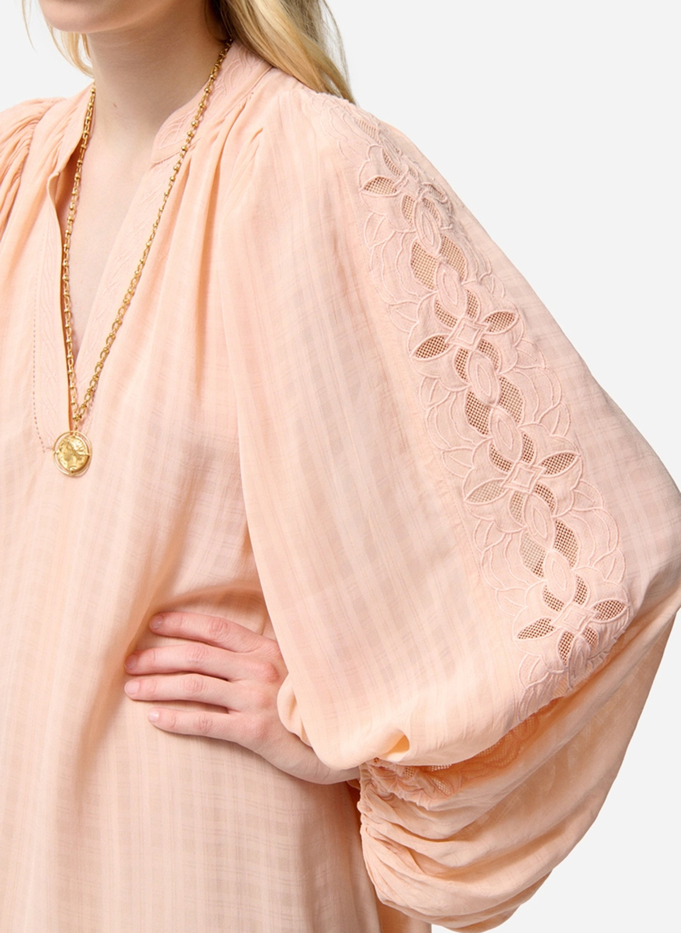 Robe courte col V brodée VANESSA BRUNO Beige