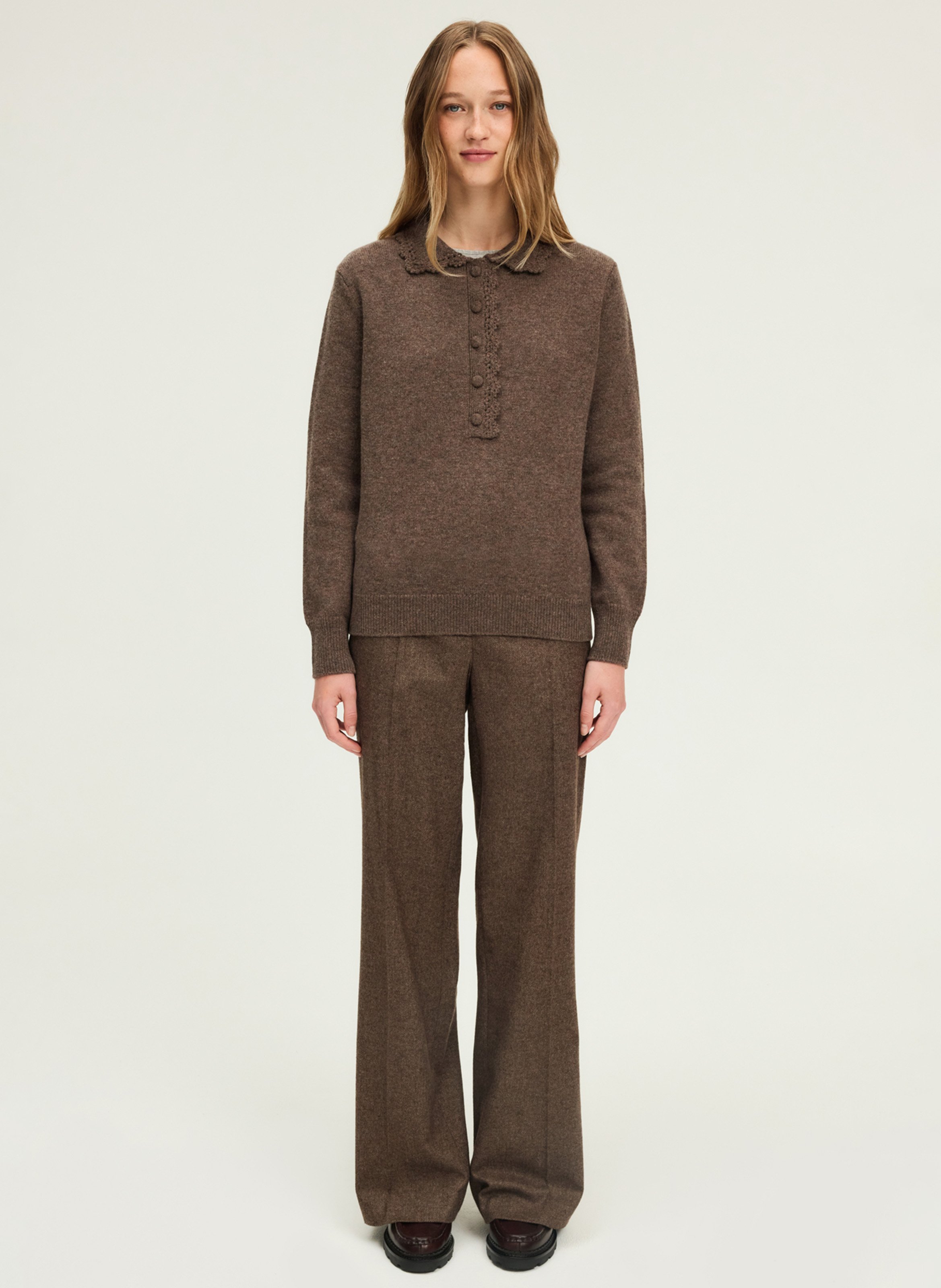 Wool polo neck sweater PABLO Brown