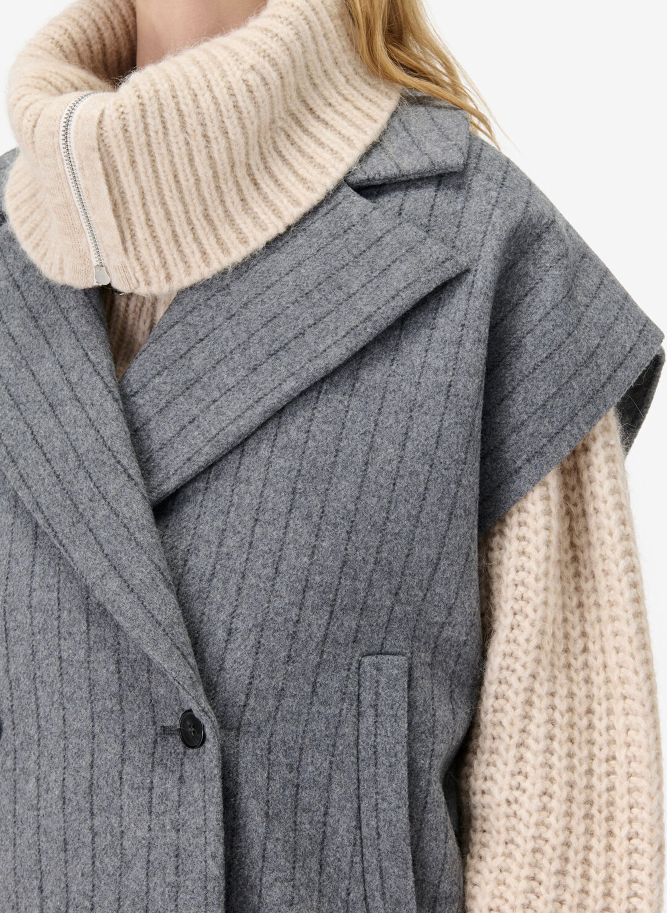 Fitted wool-blend suit collar jacket IRO Grey