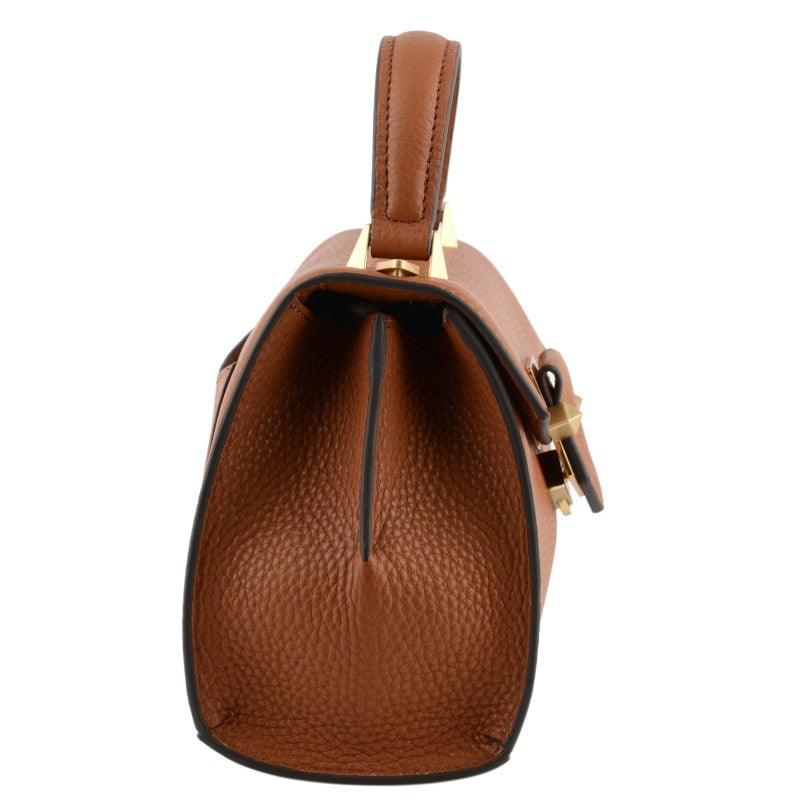 Handbag - grained calf leather POURCHET Brown