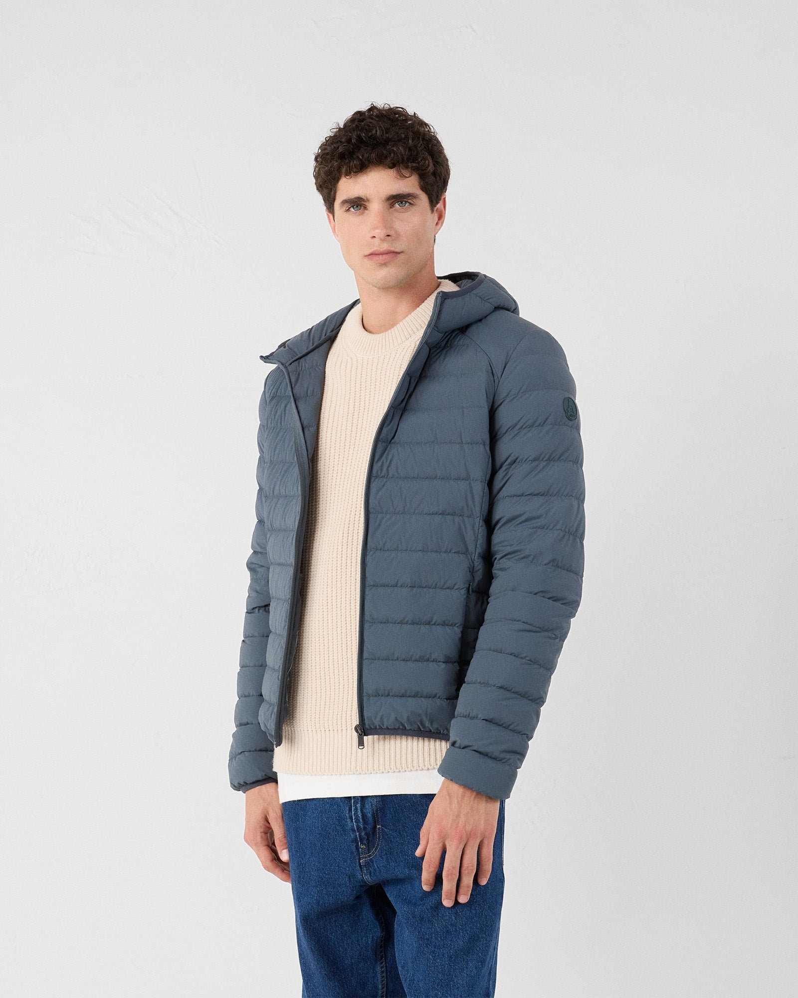 Frantz Stretch Lightweight Hooded Puffer Coat JOTT Blue