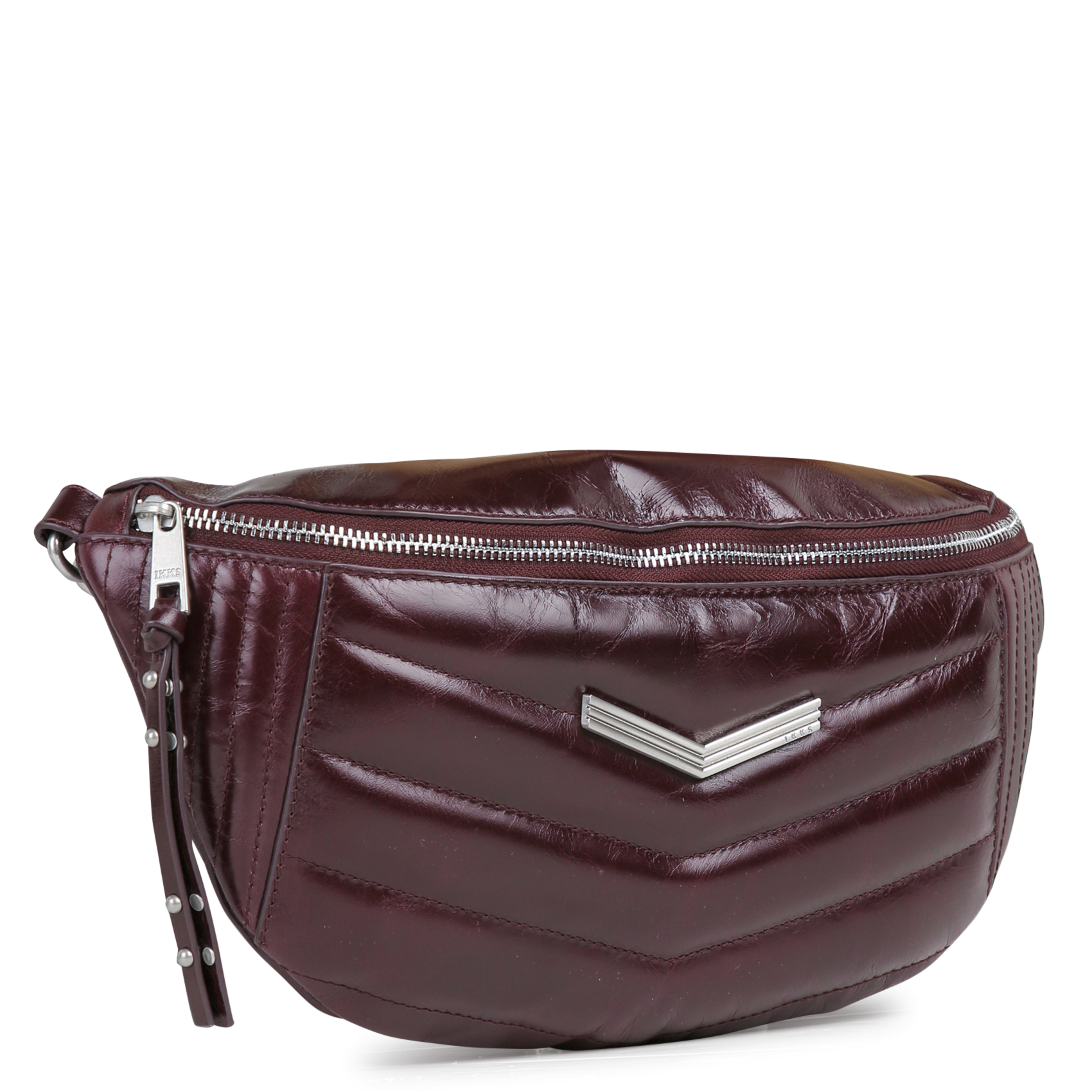 Quilted leather zip-up waist bag IKKS Purple