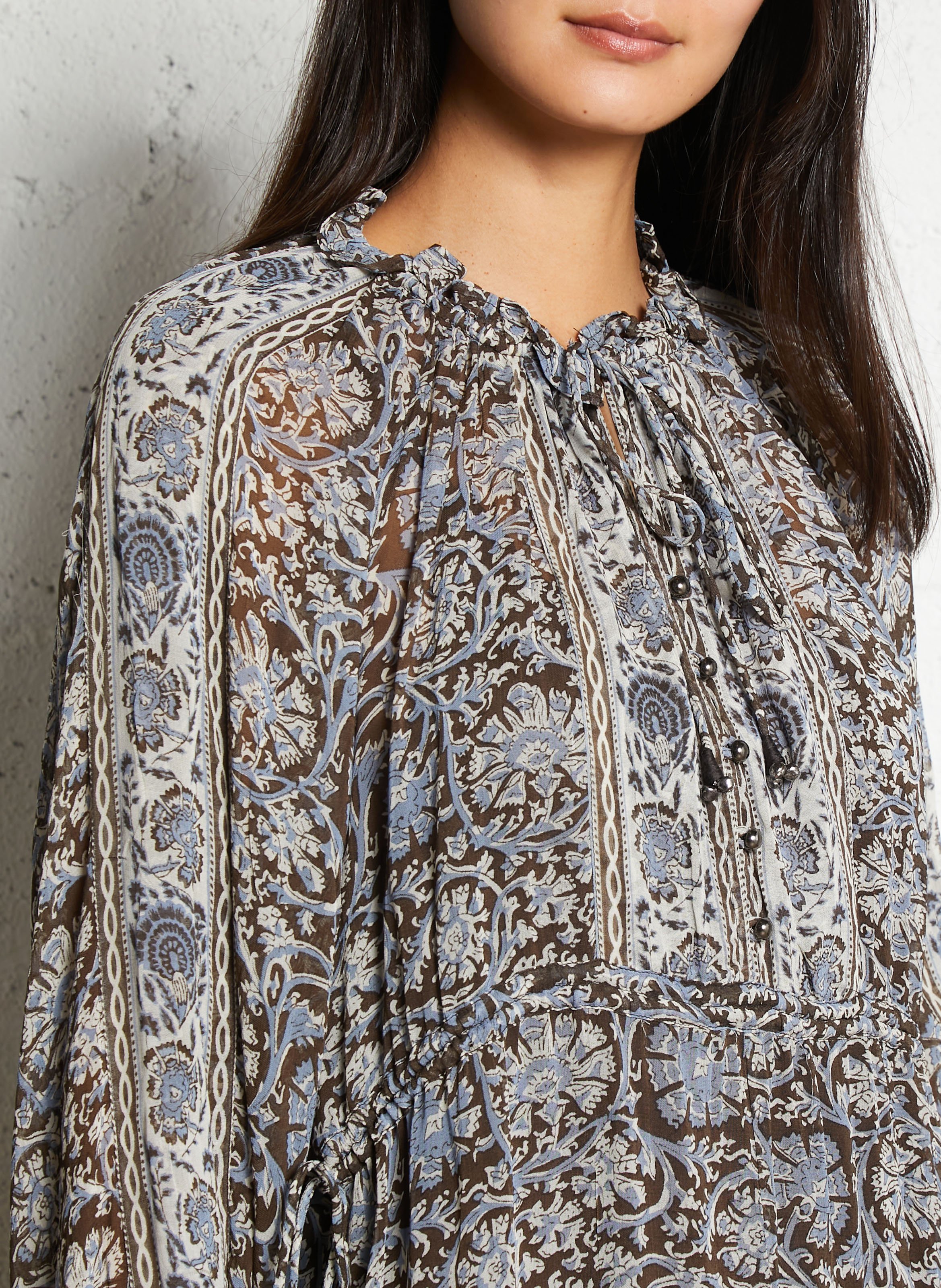 Chemise en coton imprimé MAISON HOTEL Bleu