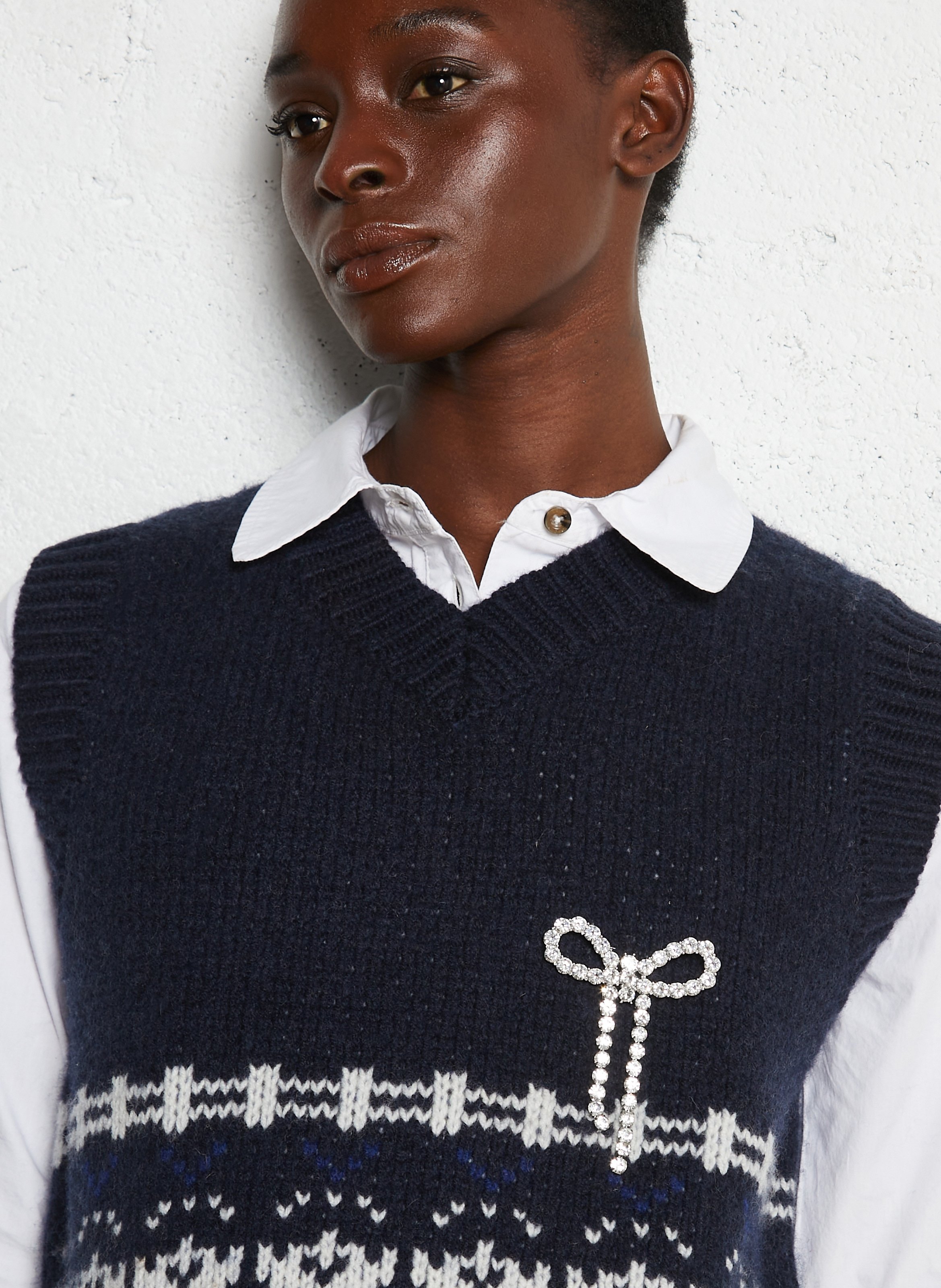 Broche nœud à strass DES PETITS HAUTS Doré