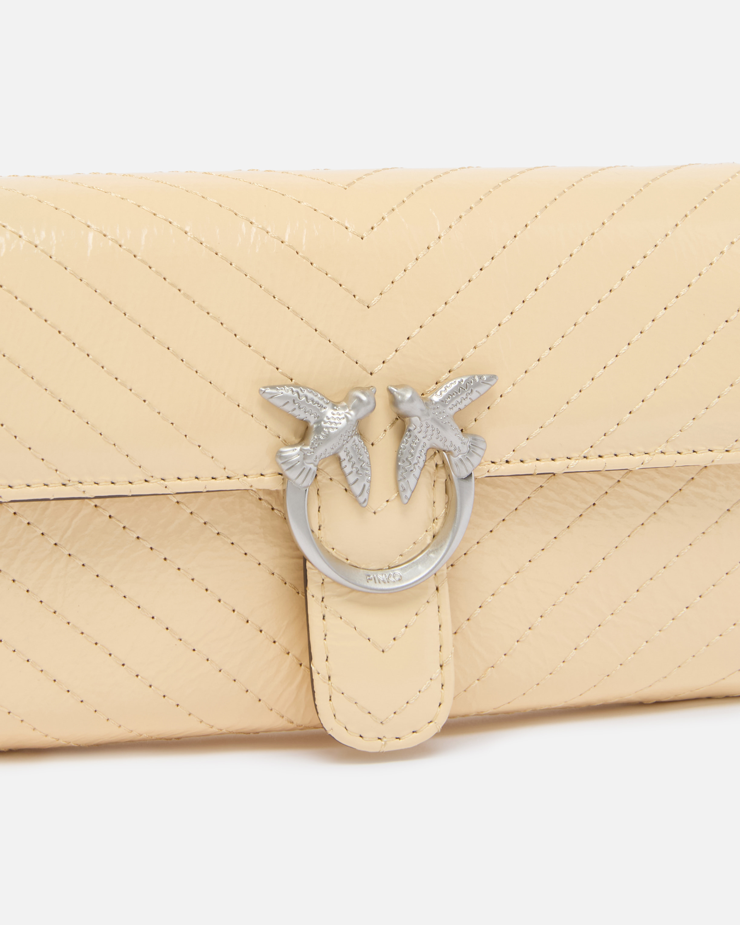 Small Love Bag One leather crossbody bag PINKO Beige