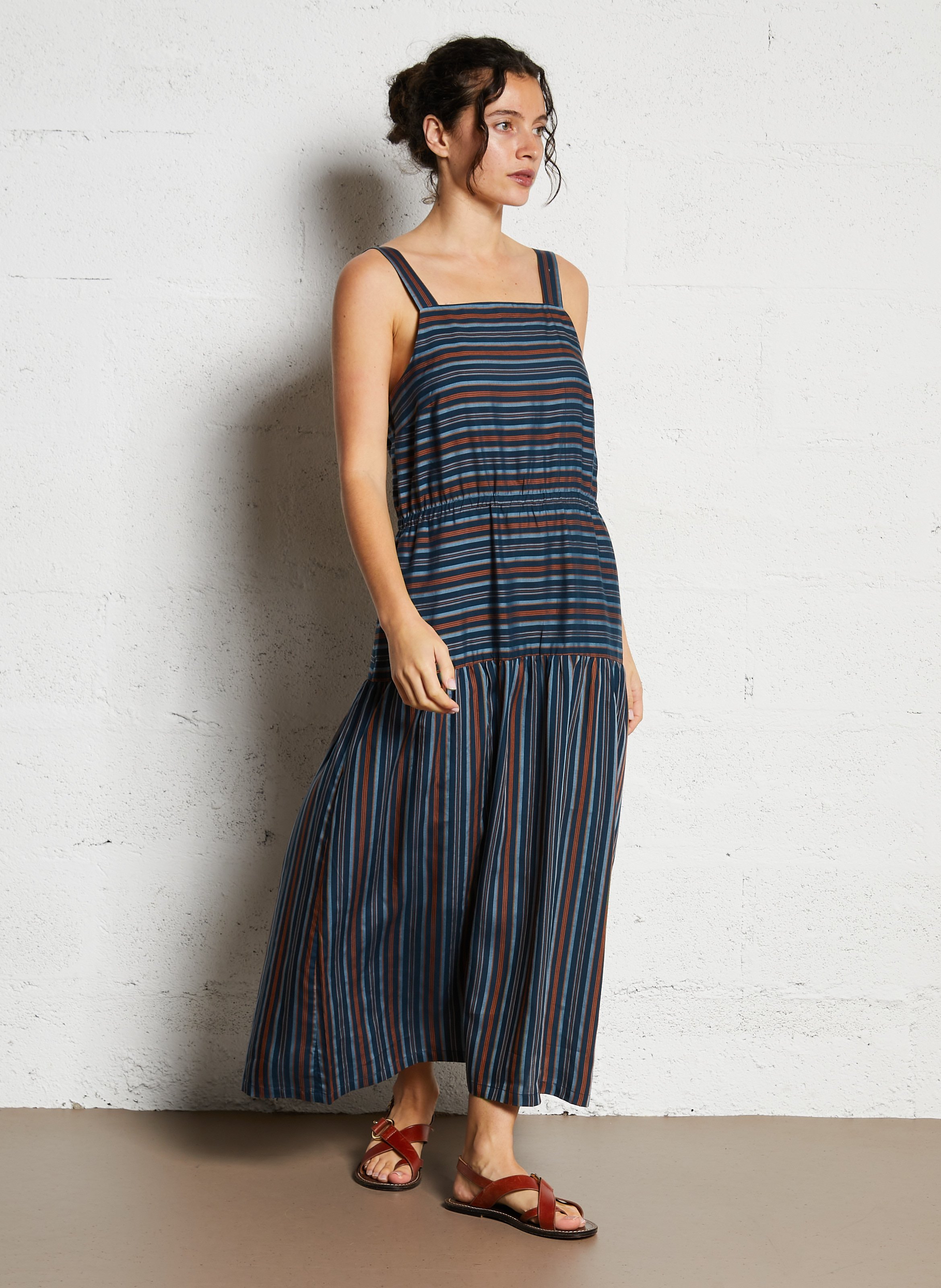 Robe longue col carré NICE THINGS Bleu