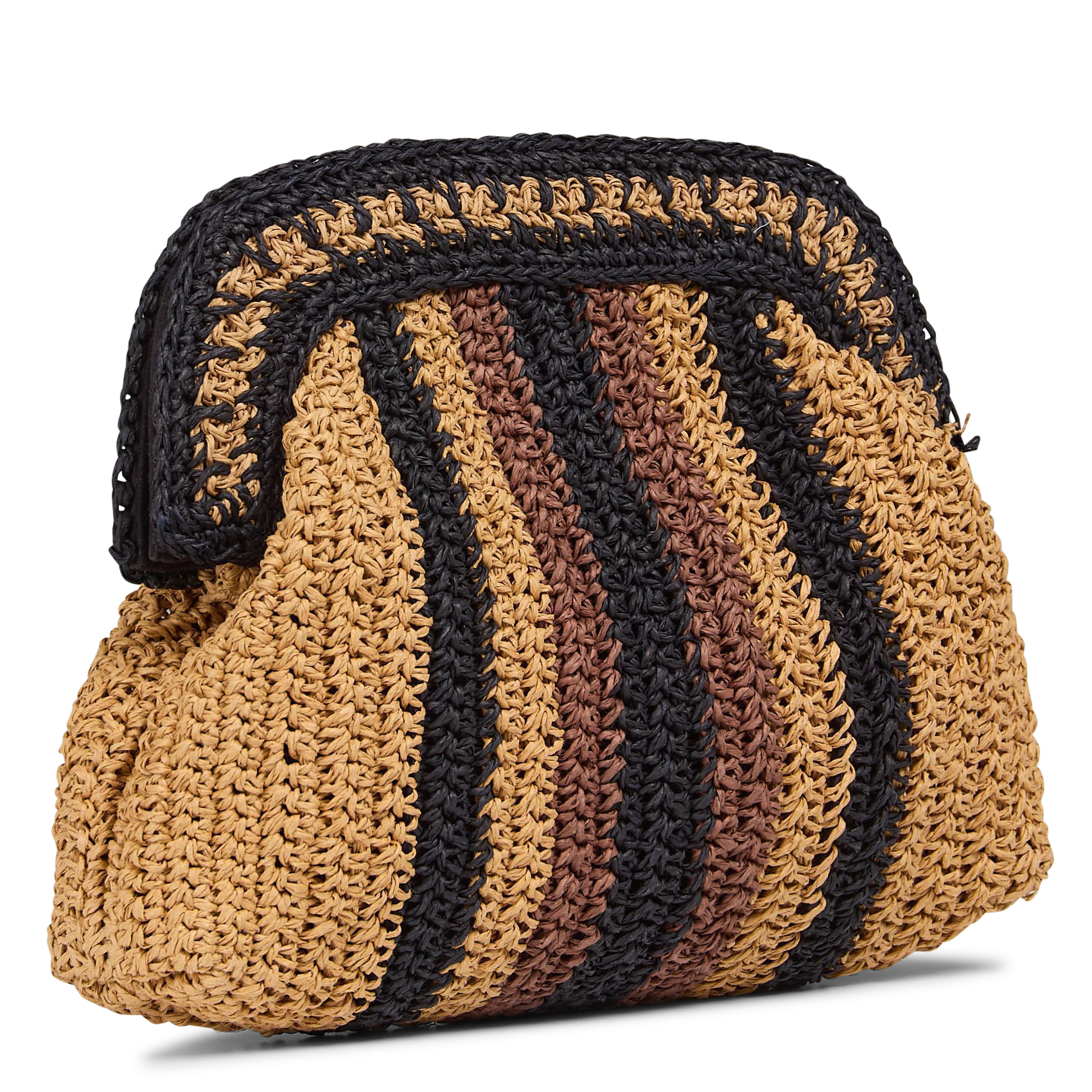 Striped raffia hand clutch SUNCOO Beige