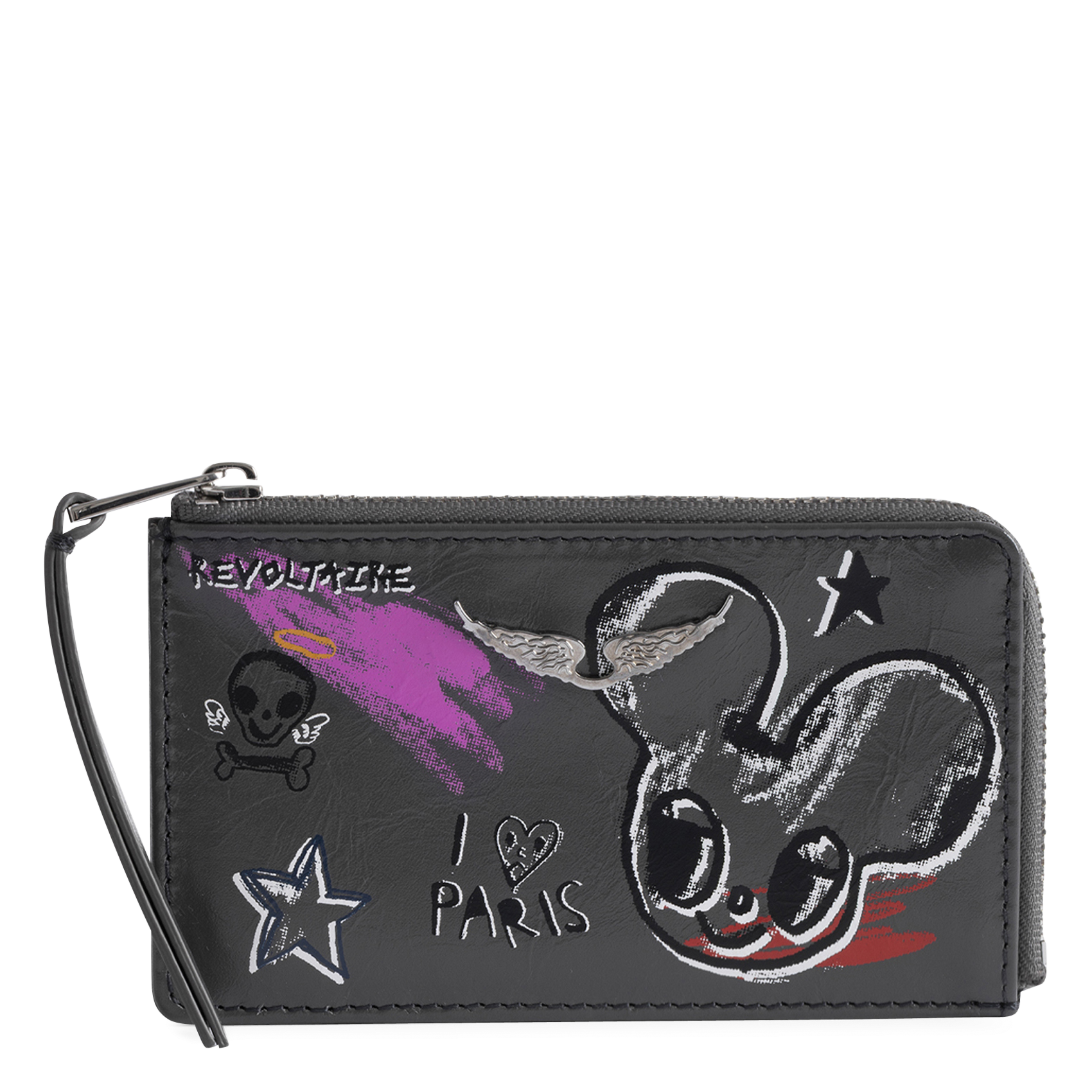 Porte-cartes en cuir imprimé ZADIG&VOLTAIRE Gris